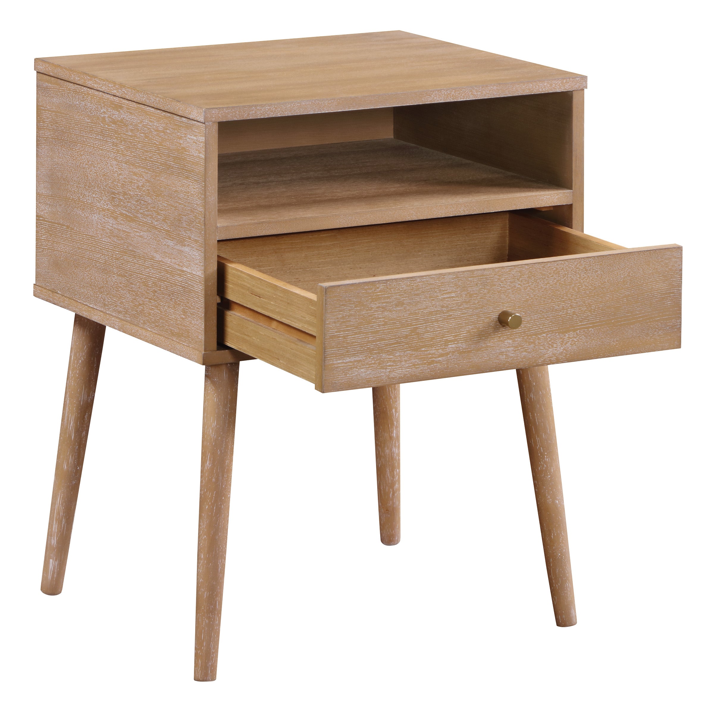 Rena 1-Drawer Side Table with Shelf - Ash