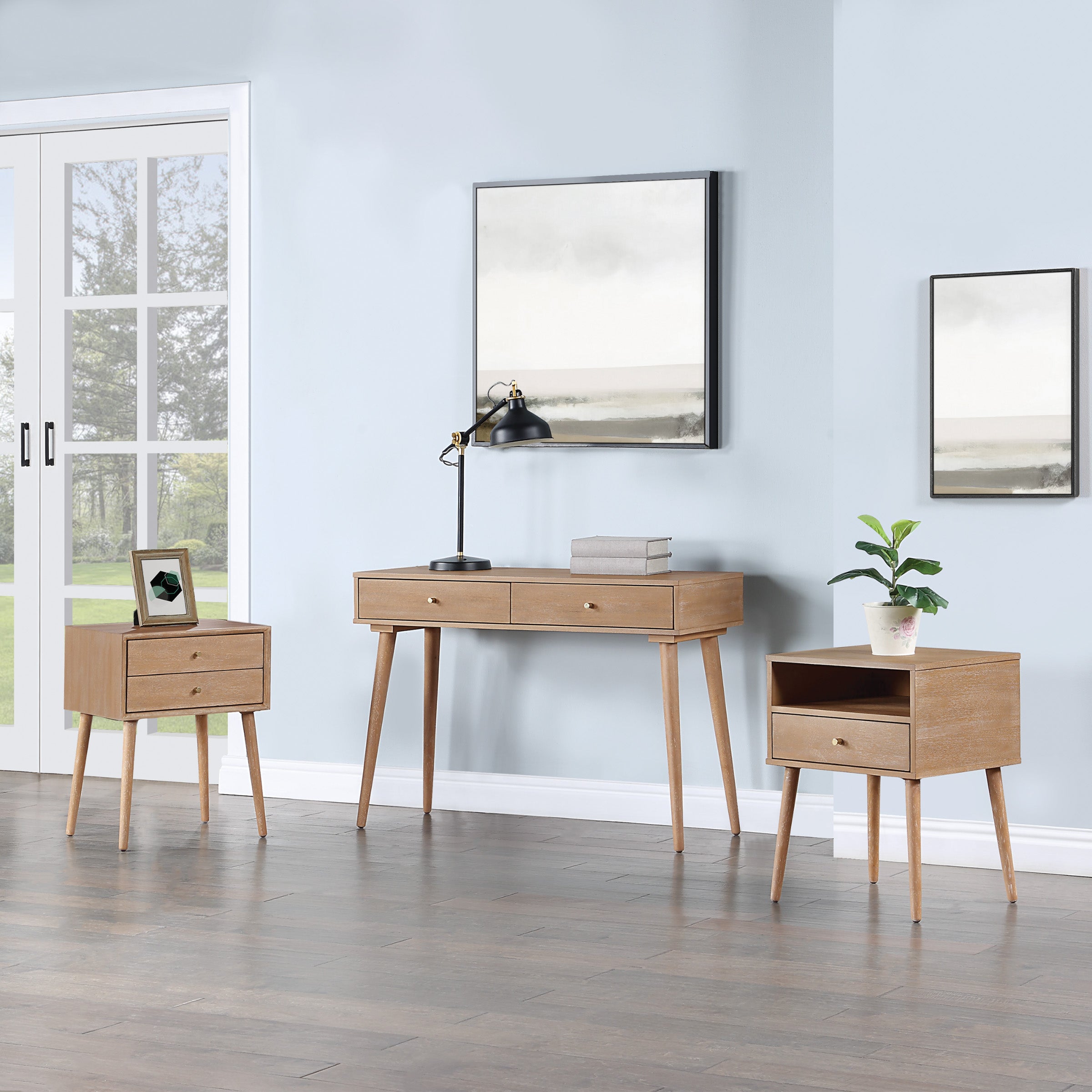 Rena 2-Drawer Side Table - Ash