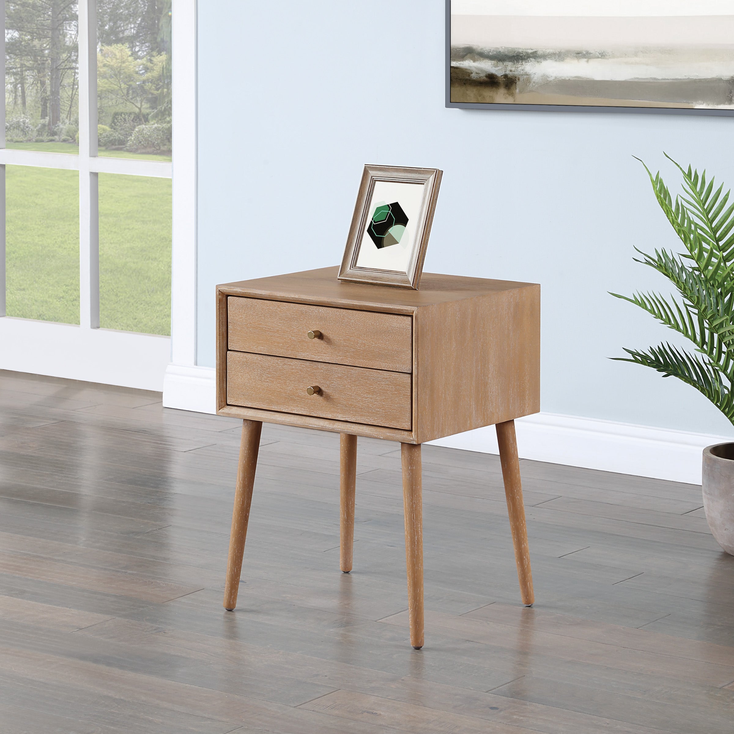 Rena 2-Drawer Side Table - Ash