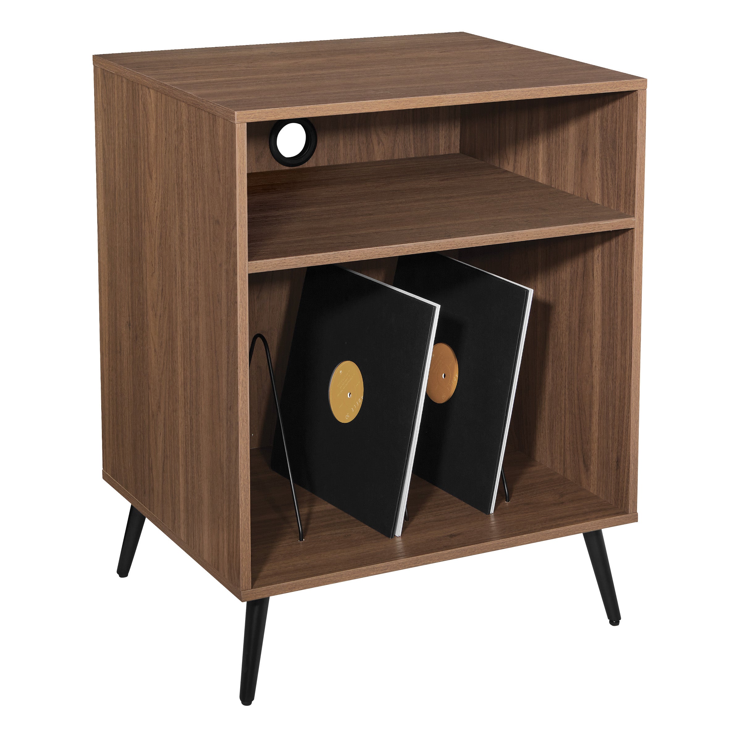 Retro Record Player Stand w/ Album  - Majestic Walnut