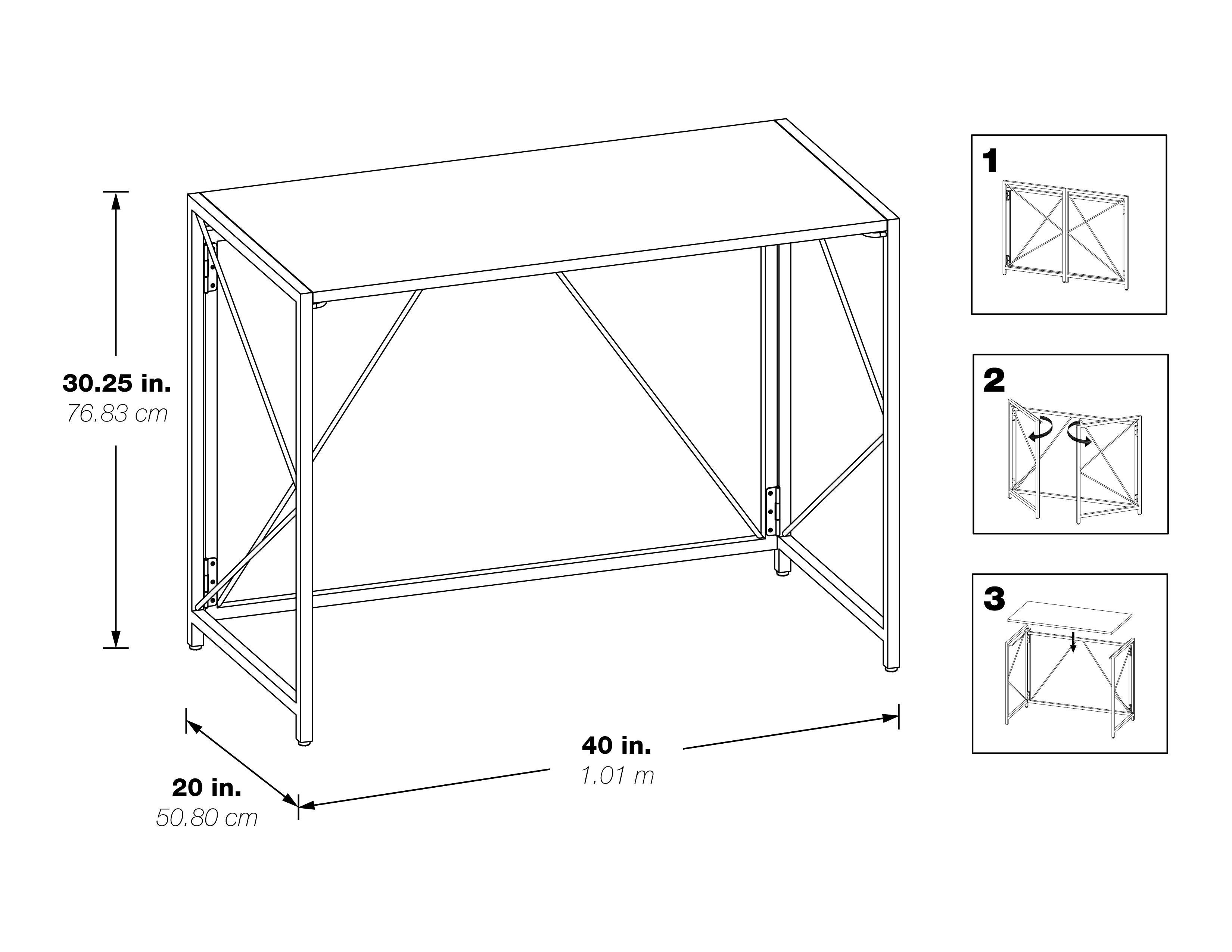 Ravel Tool-less Folding Desk - Grey Oak/Black