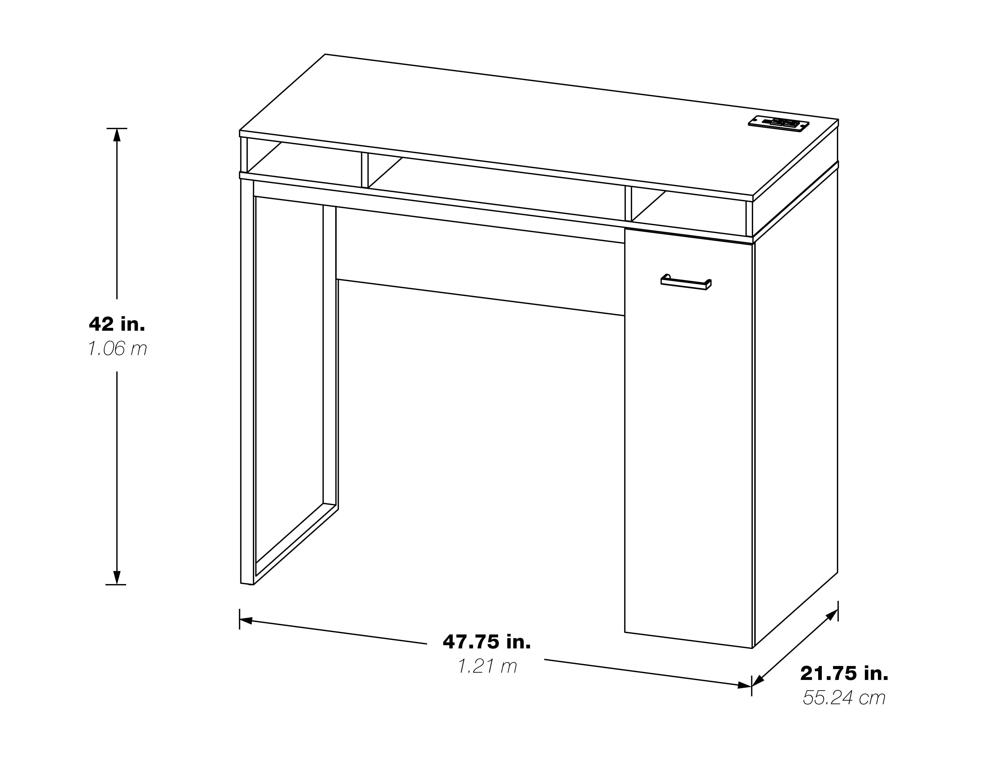 Ravel 47"W Desk with Storage - White