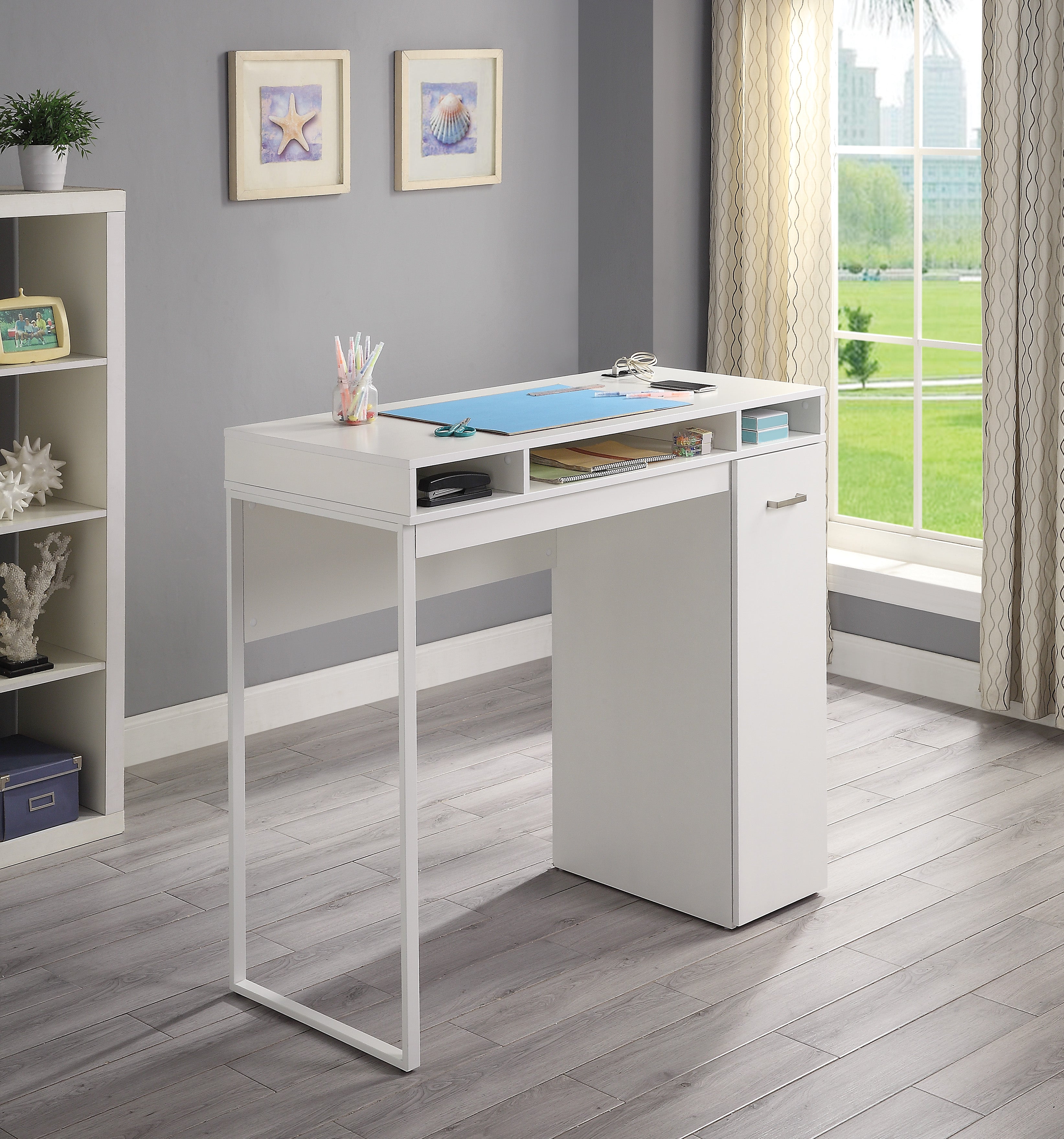 Ravel 47"W Desk with Storage - White