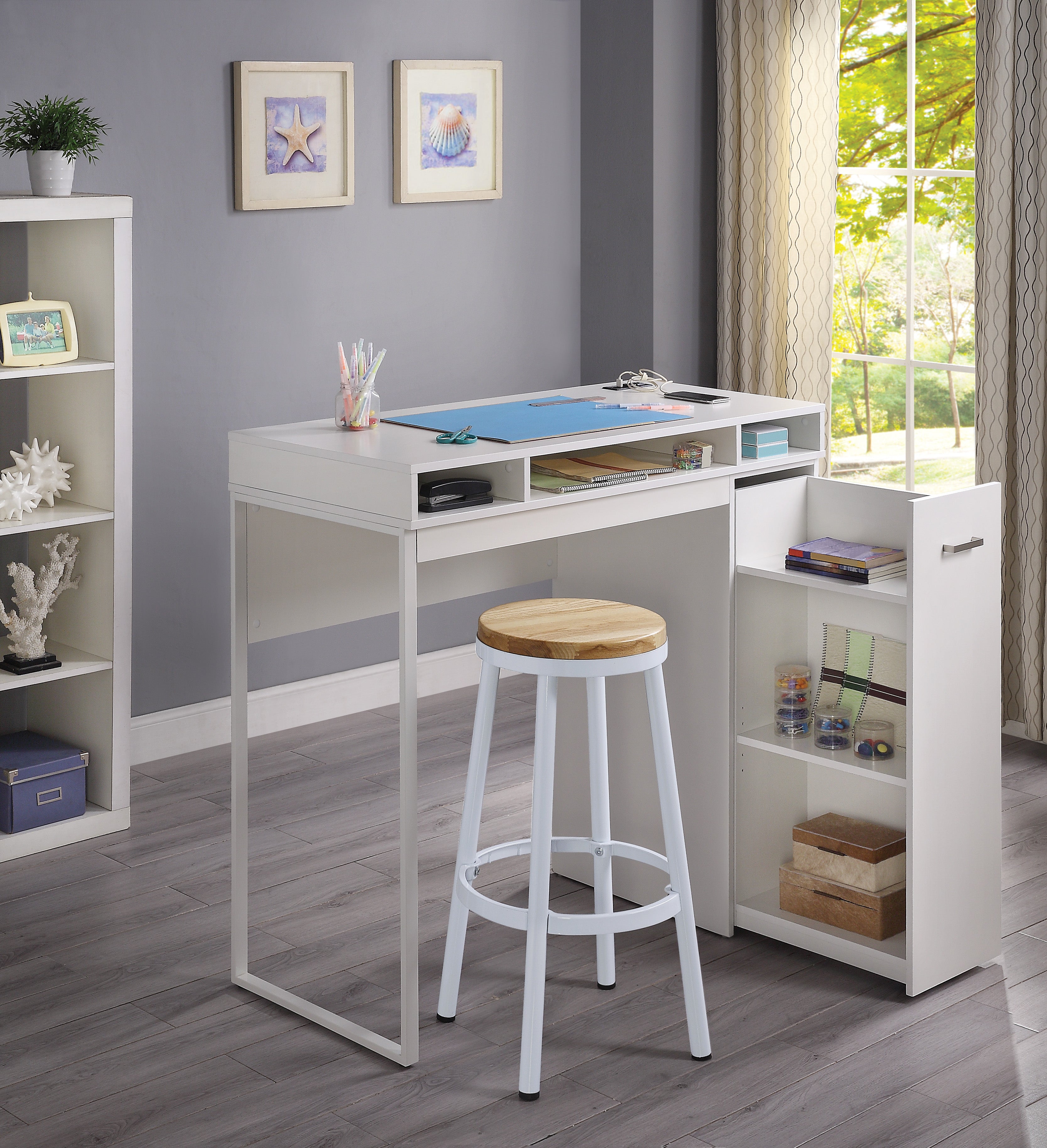 Ravel 47"W Desk with Storage - White