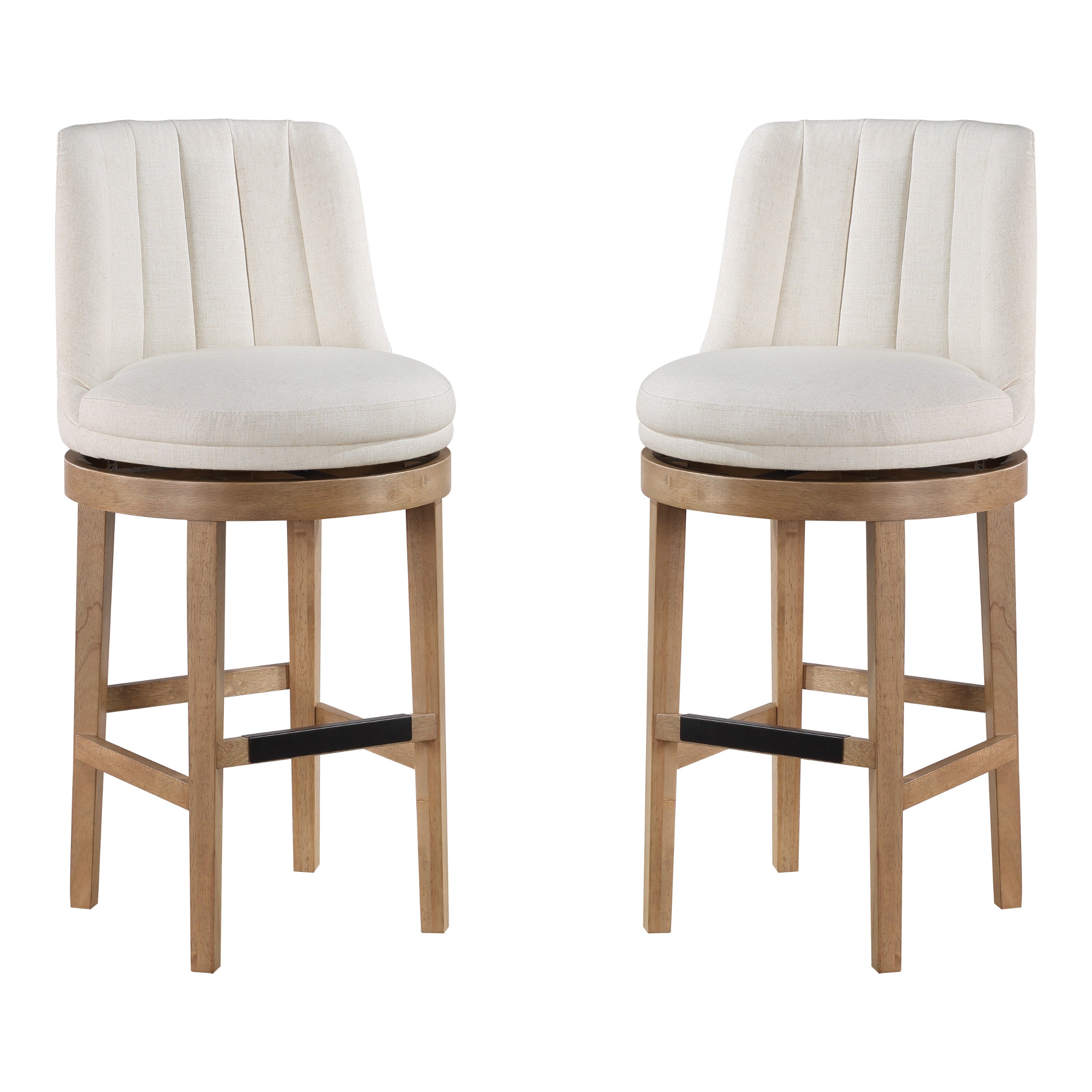 Rowan 2-Pack Swivel Barstool - Linen/Medium Oak
