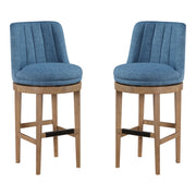 Rowan 2-Pack Swivel Barstool - Navy/Medium Oak