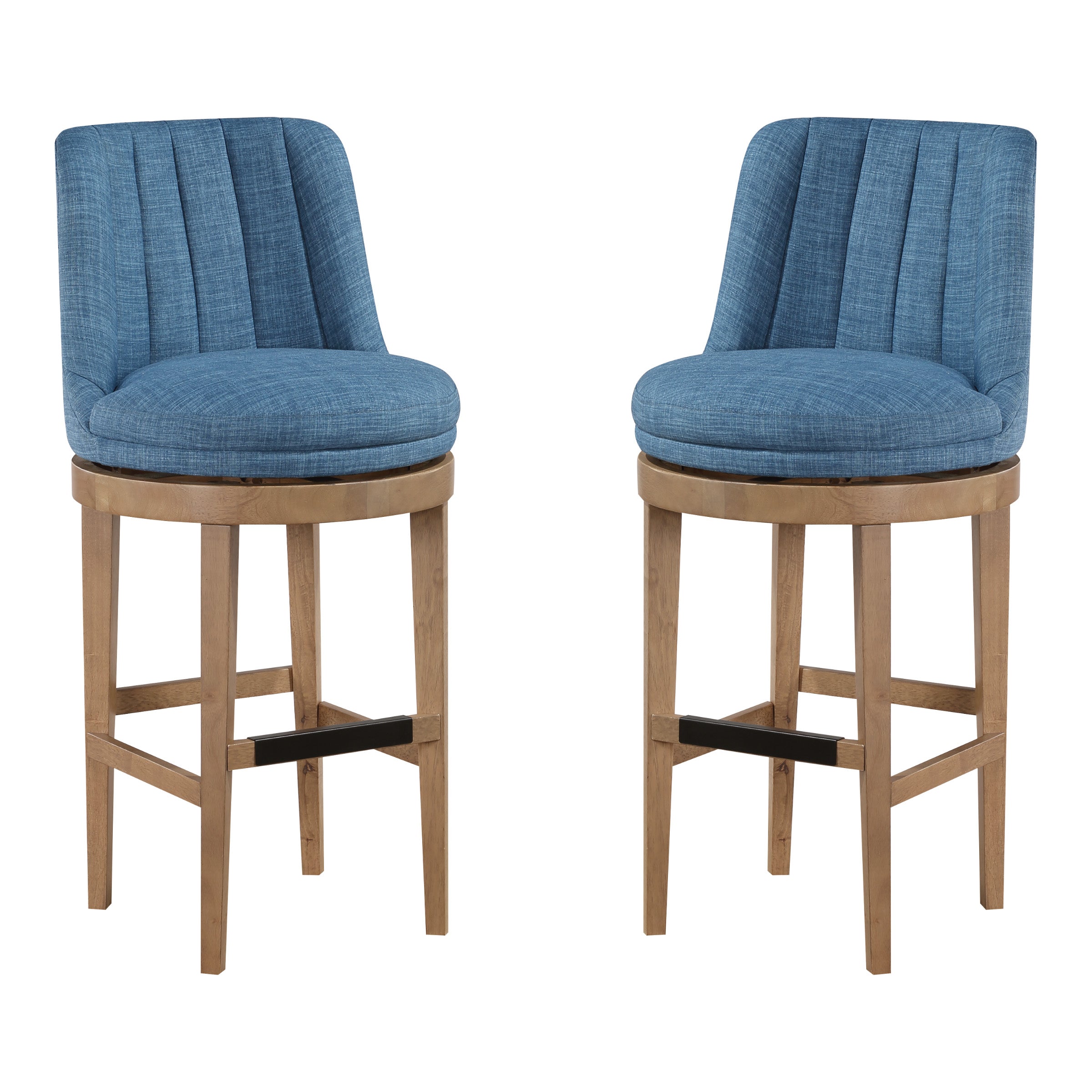 Rowan 2-Pack Swivel Barstool - Navy/Medium Oak