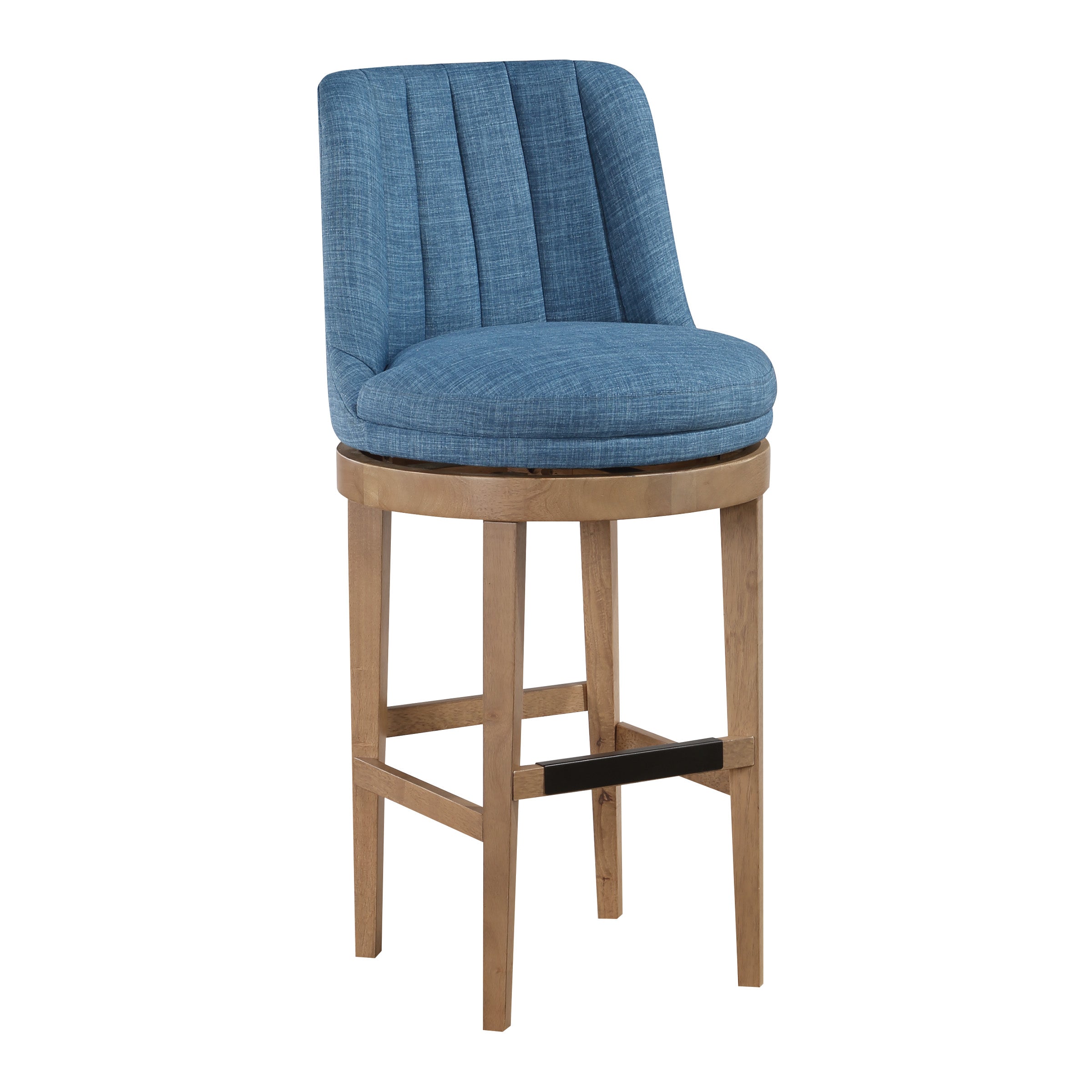 Rowan 2-Pack Swivel Barstool - Navy/Medium Oak