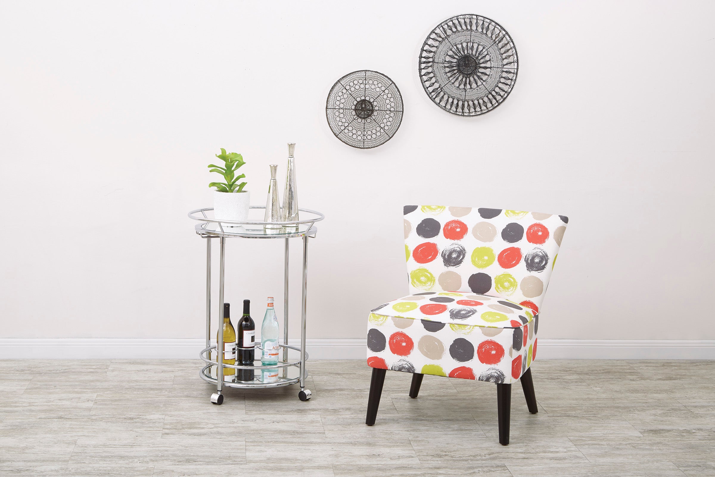 Royse Serving Cart - Chrome Finish