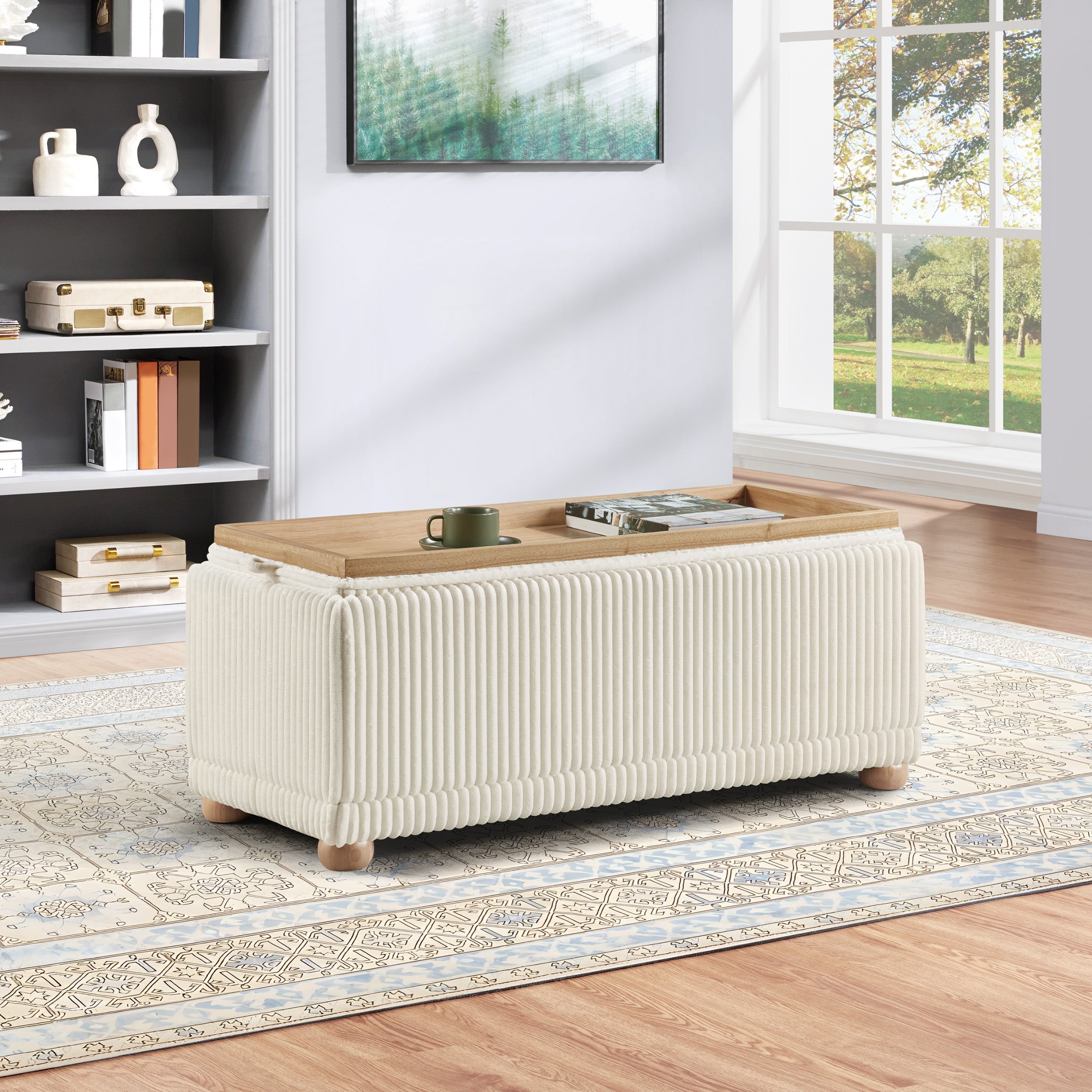 Sahara Storage Bench - White Cord