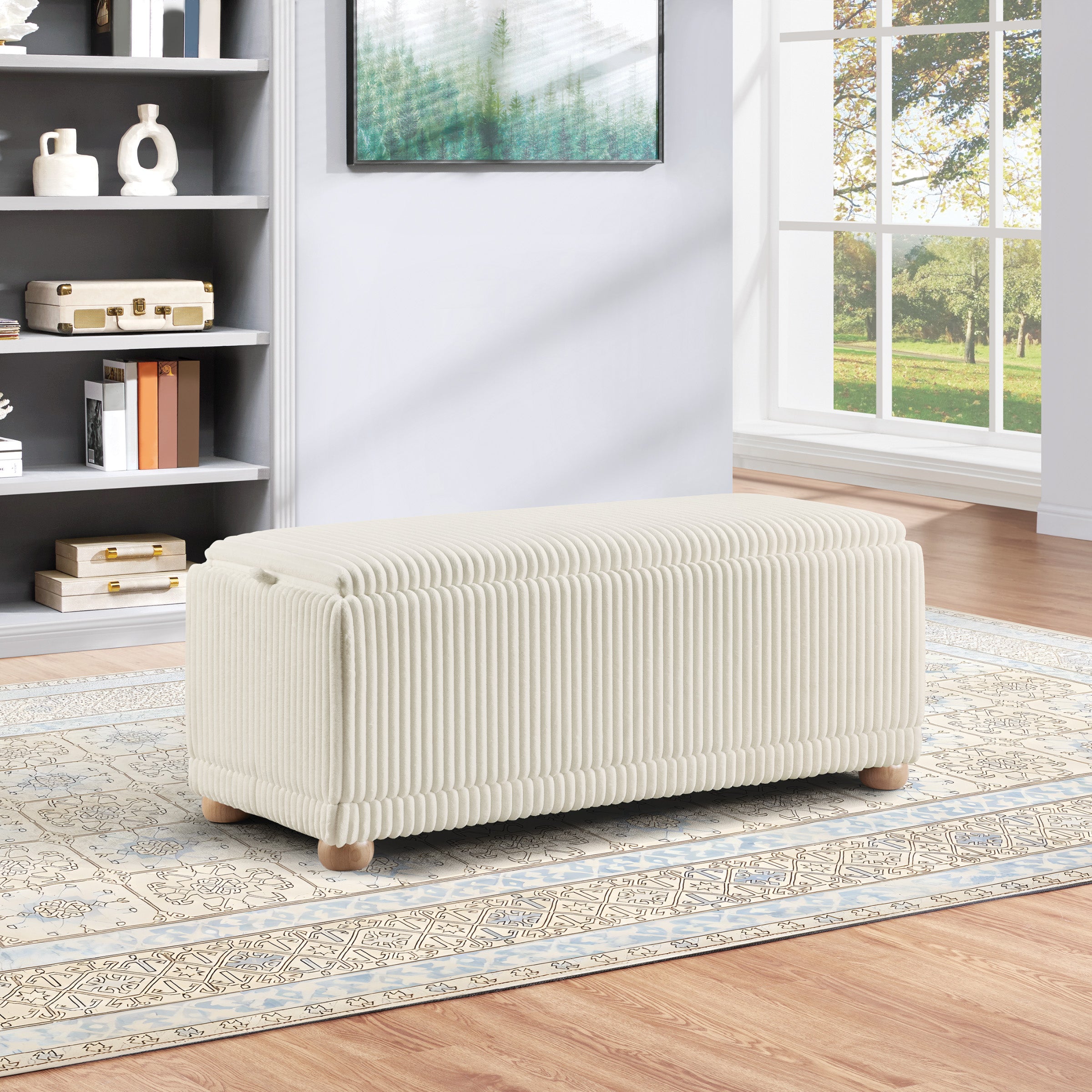 Sahara Storage Bench - White Cord