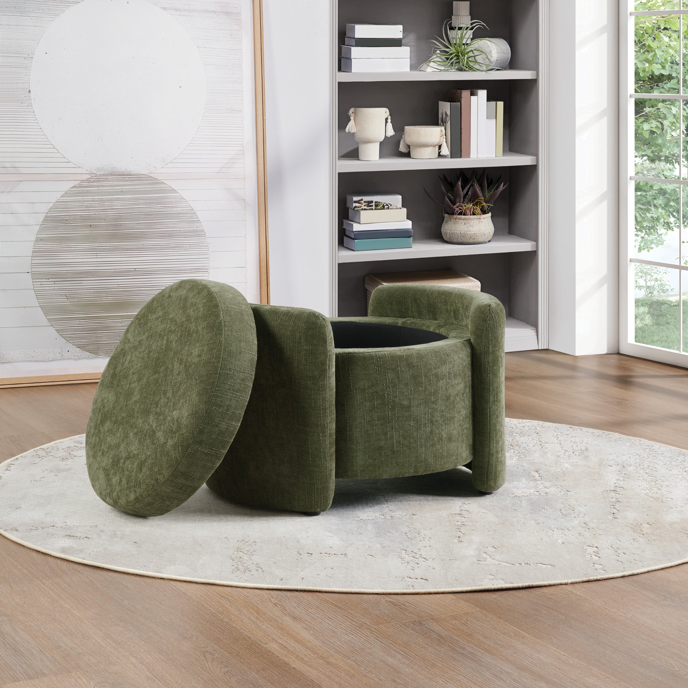 Sable Storage Ottoman - Bottle Green