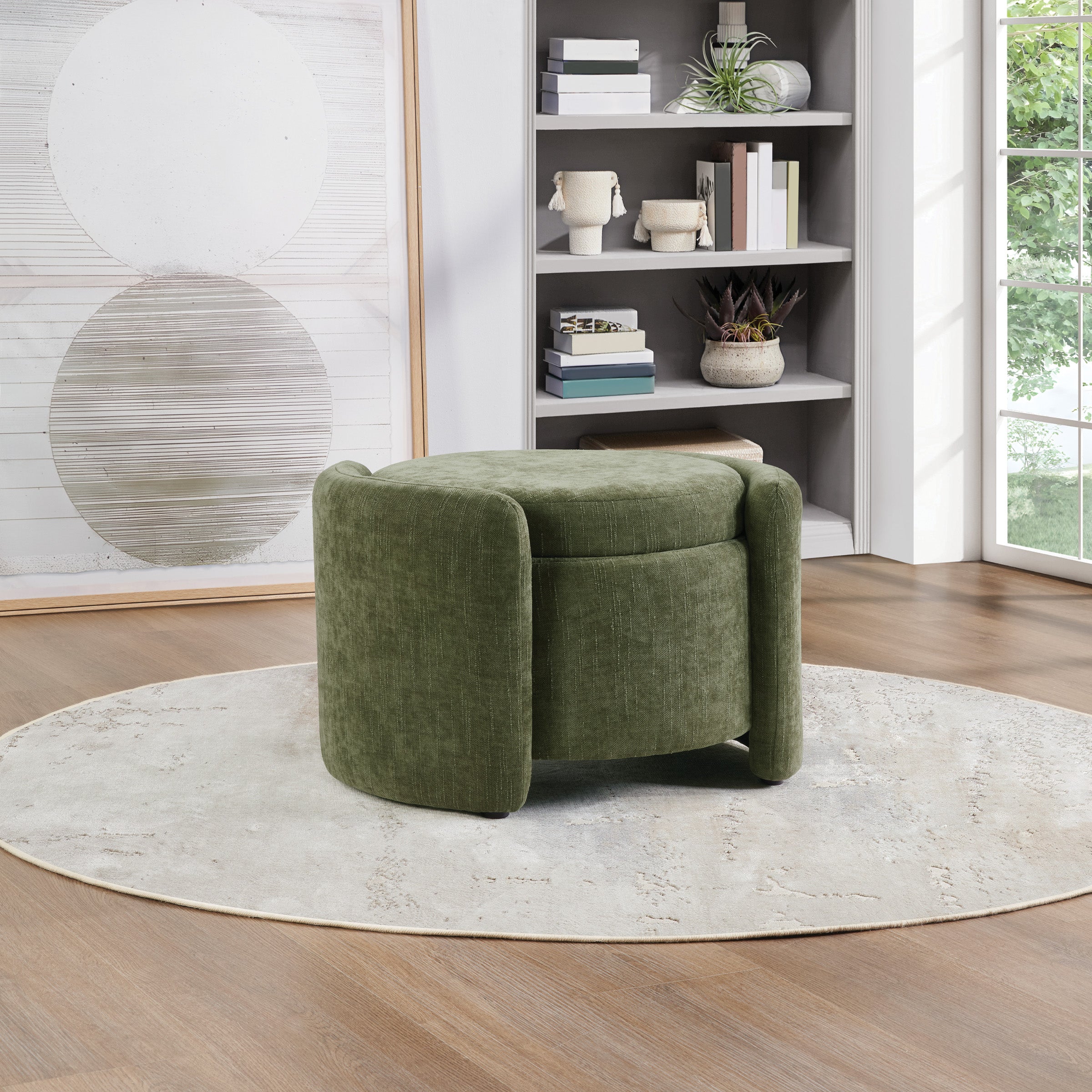 Sable Storage Ottoman - Bottle Green