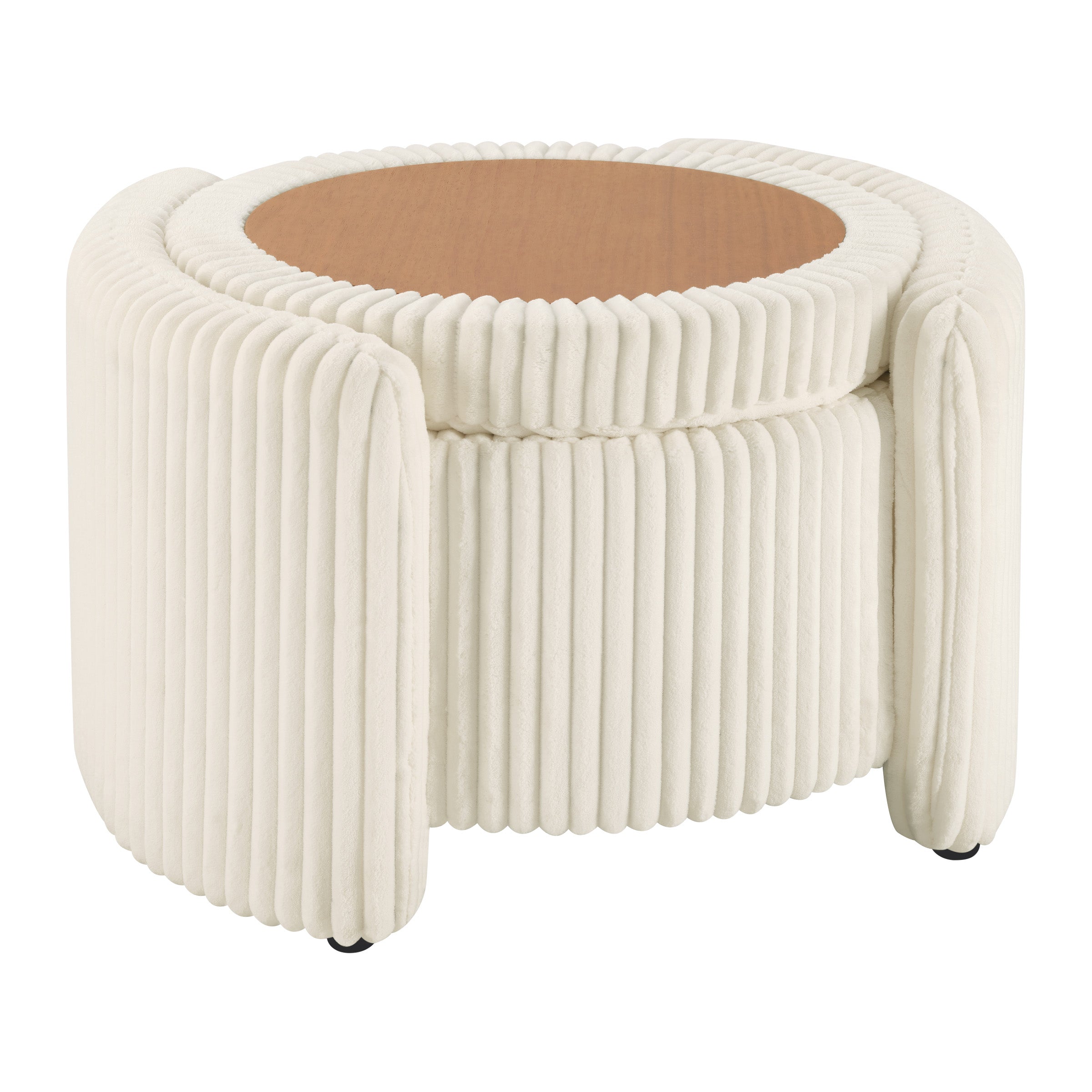 Sable Storage Ottoman - White Cord