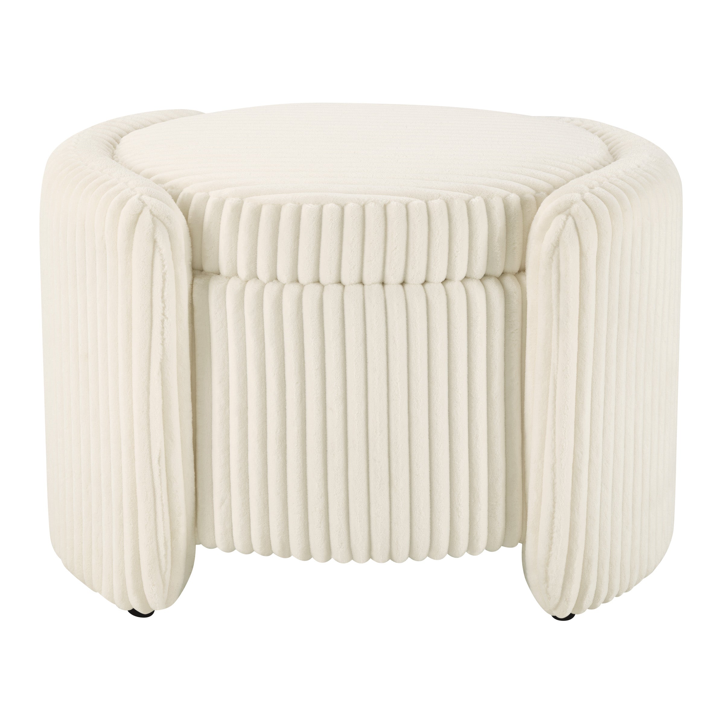 Sable Storage Ottoman - White Cord