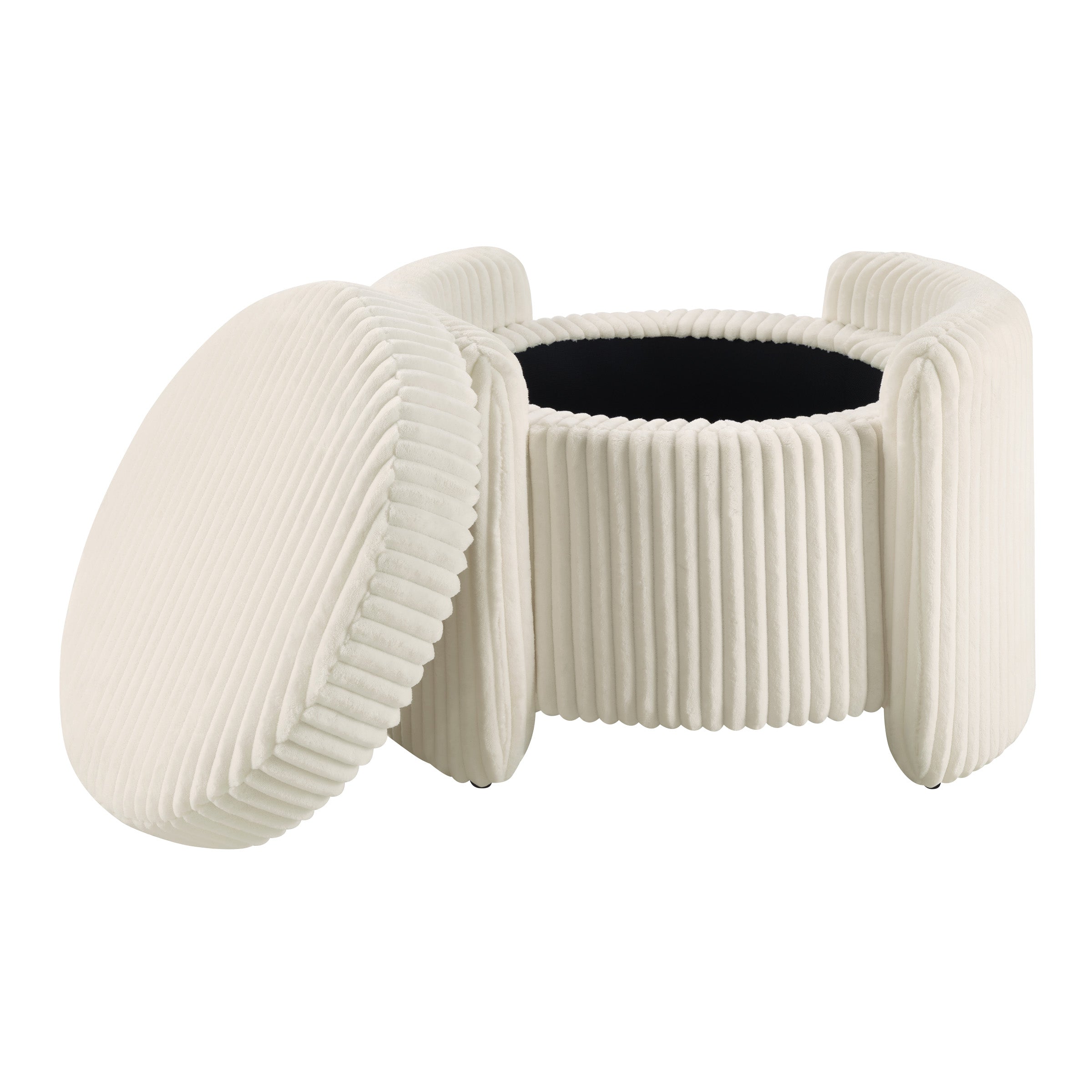 Sable Storage Ottoman - White Cord