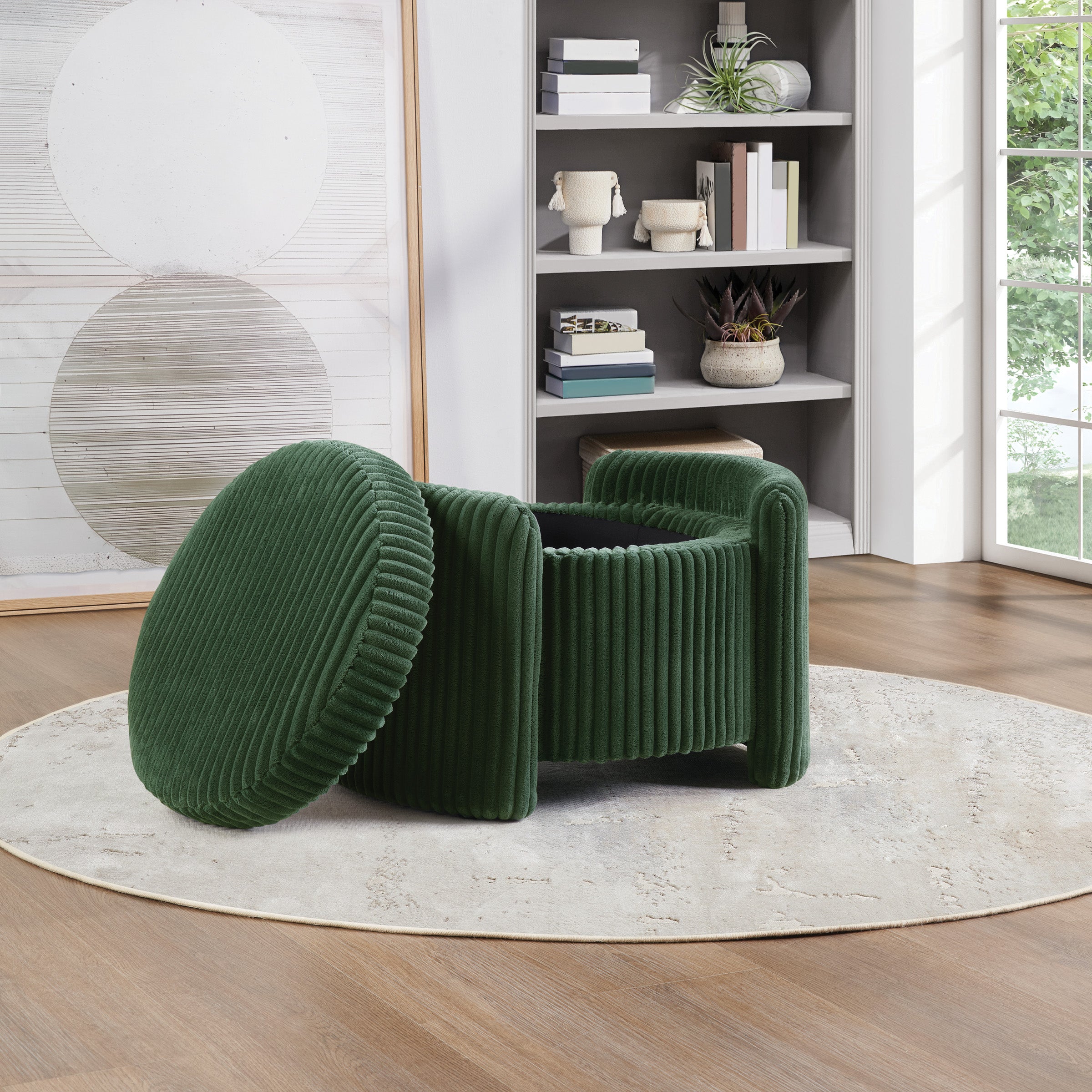 Sable Storage Ottoman - Green Cord