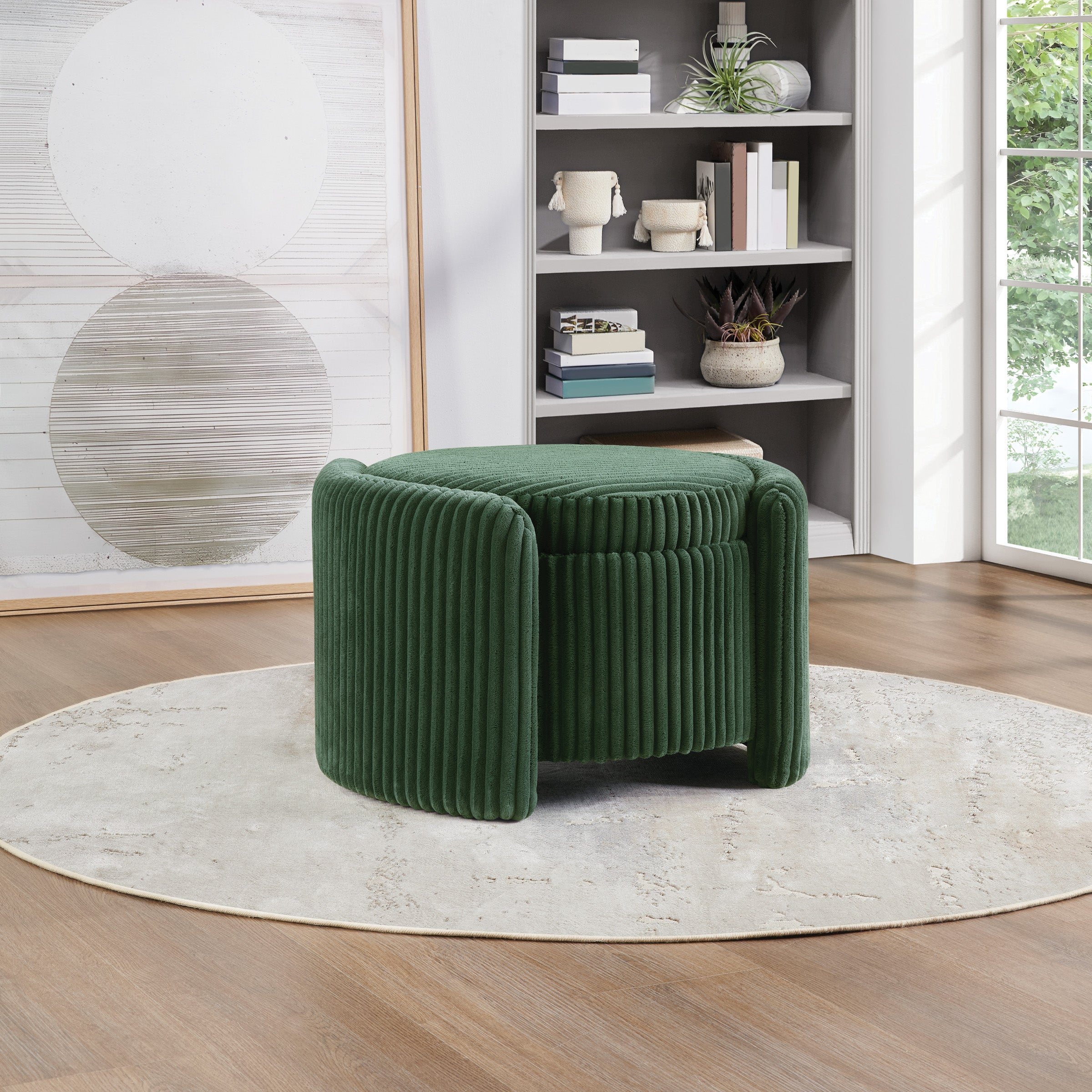 Sable Storage Ottoman - Green Cord