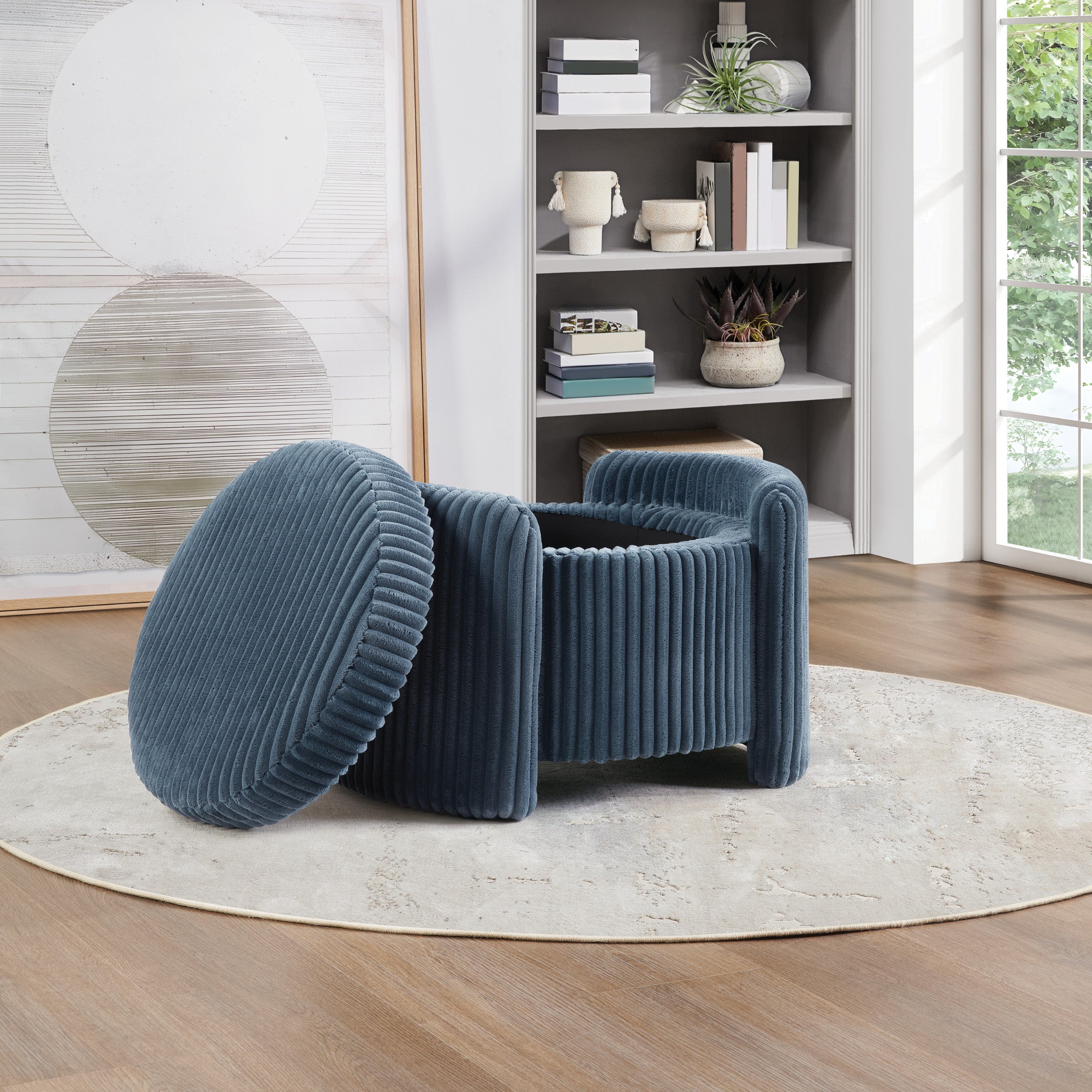 Sable Storage Ottoman - Blue Cord
