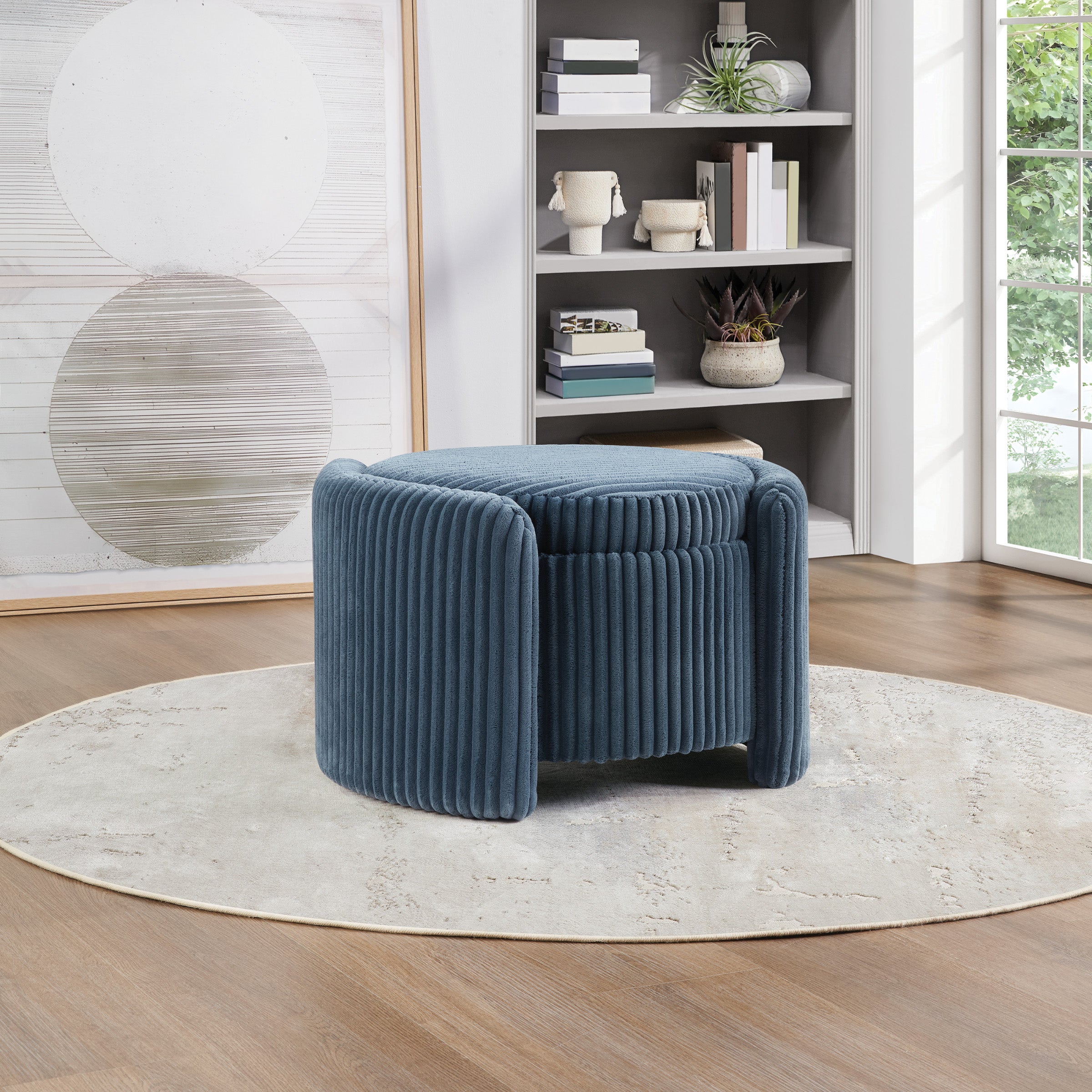 Sable Storage Ottoman - Blue Cord