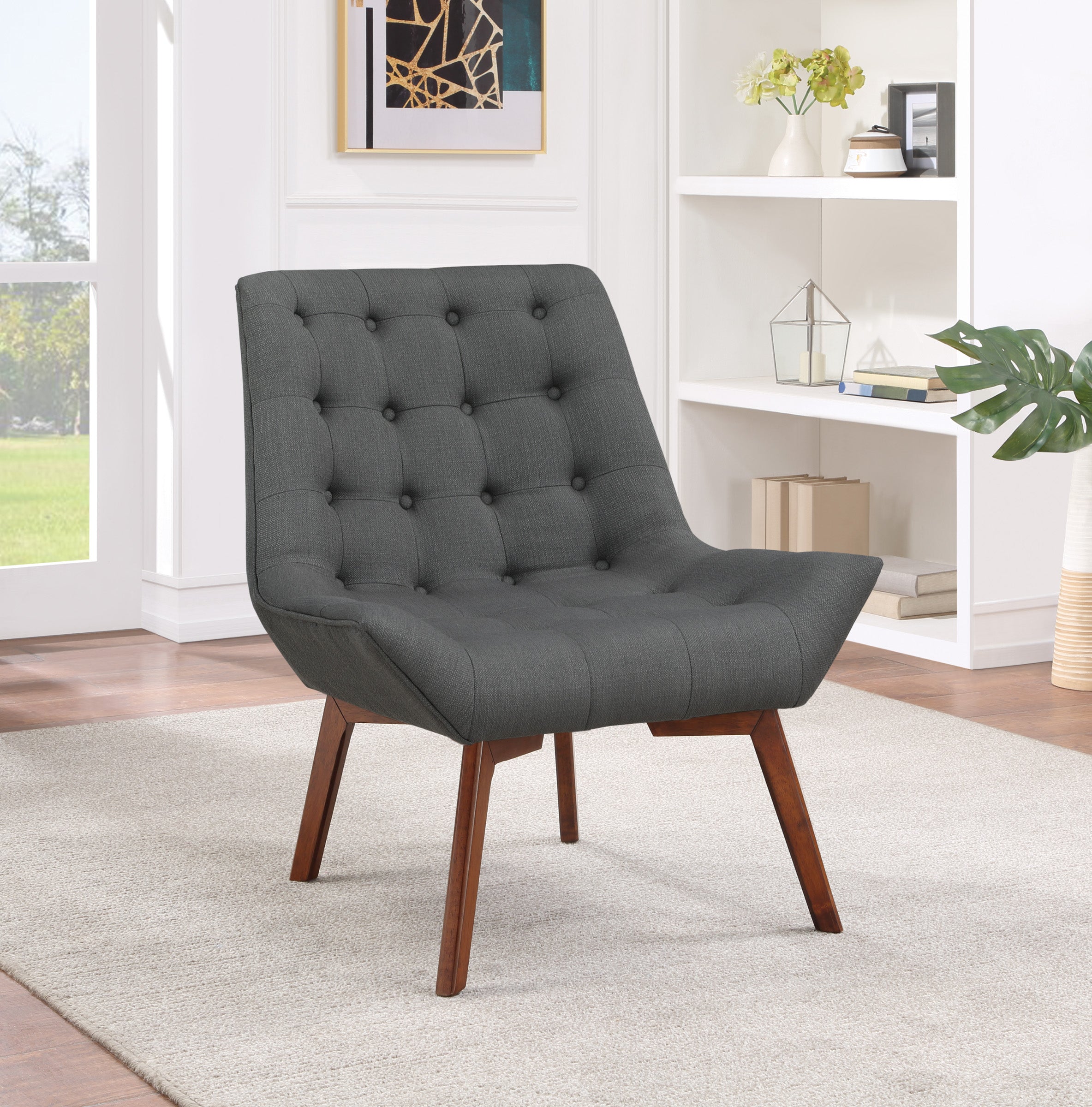 Shelly Tufted Chair - Charcoal