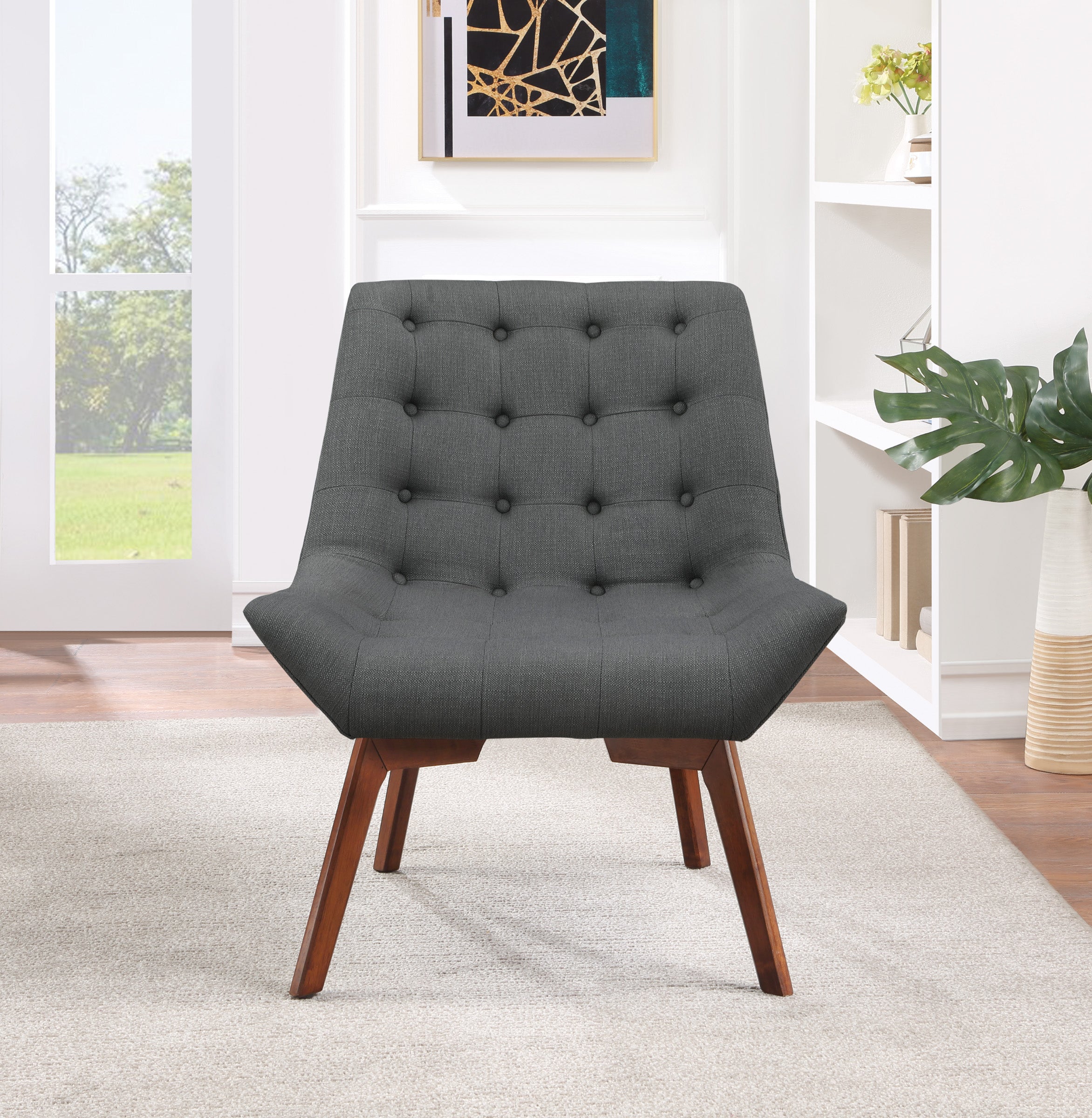 Shelly Tufted Chair - Charcoal