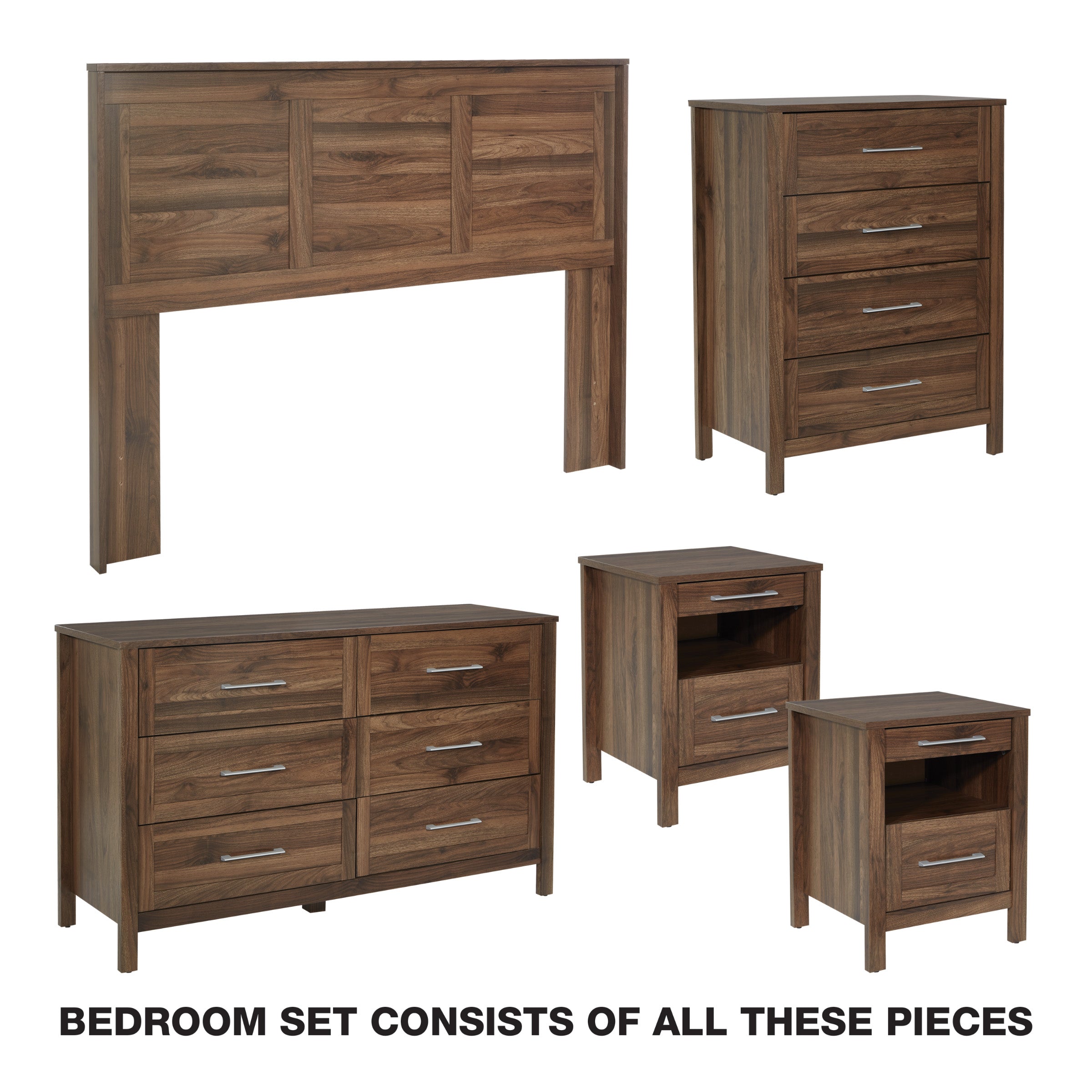 Stonebrook 5 Piece Bedroom Set - Classic Walnut