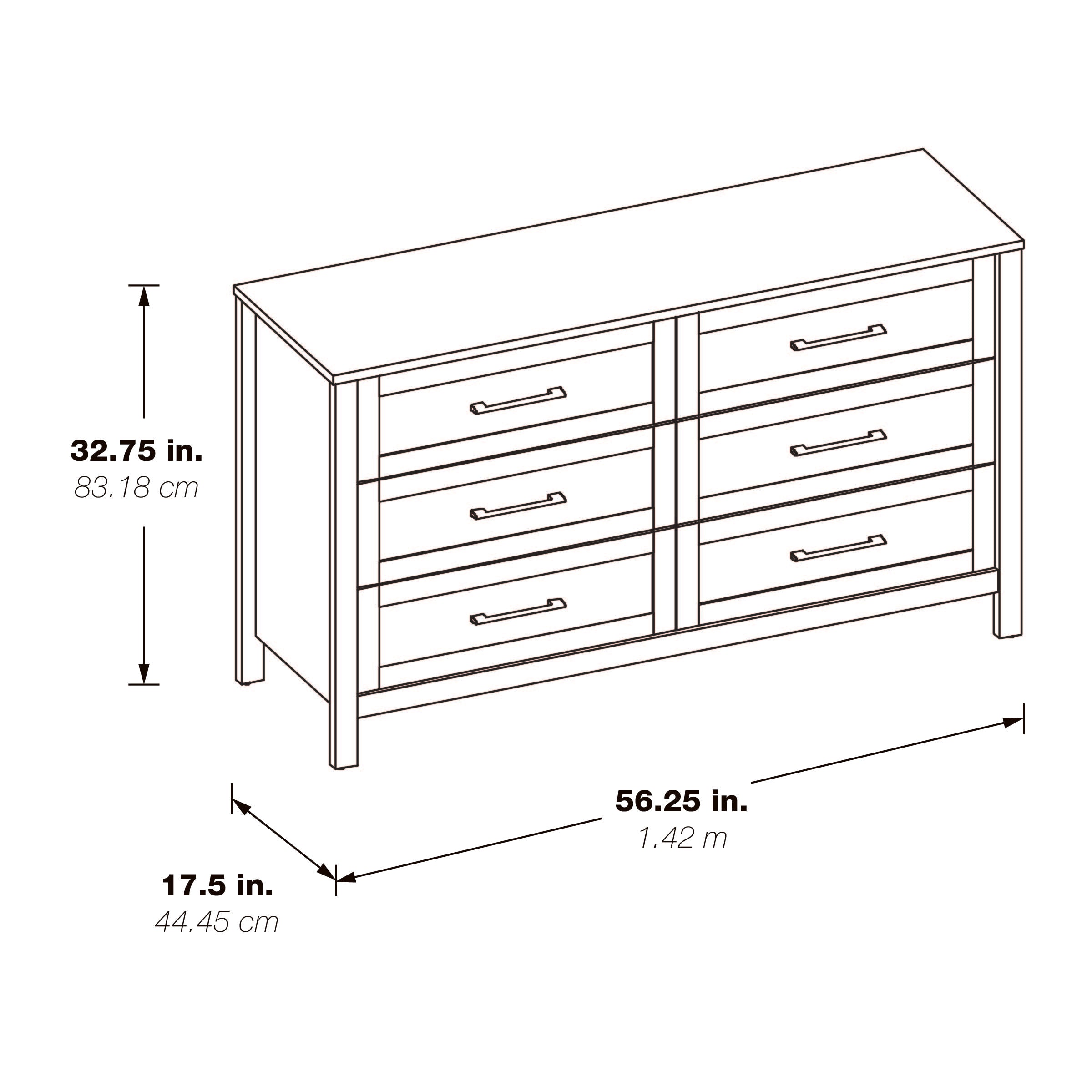 Stonebrook 6-Drawer Dresser - Classic Walnut