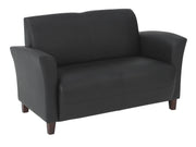 Black Bonded Leather Love Seat - Black