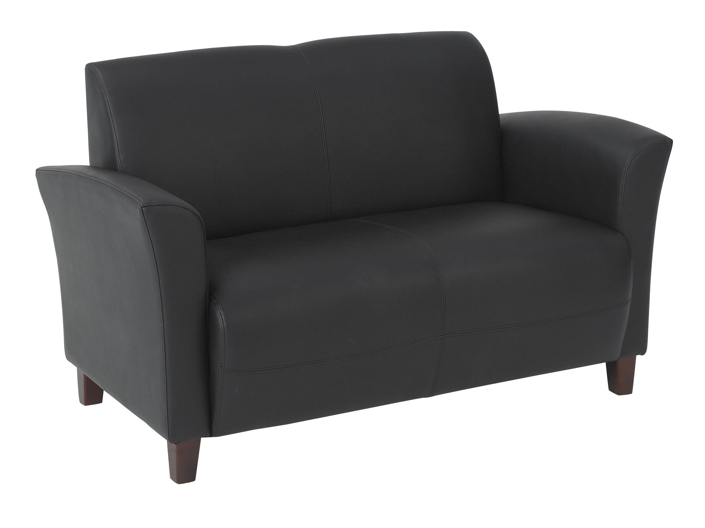 Black Bonded Leather Love Seat - Black