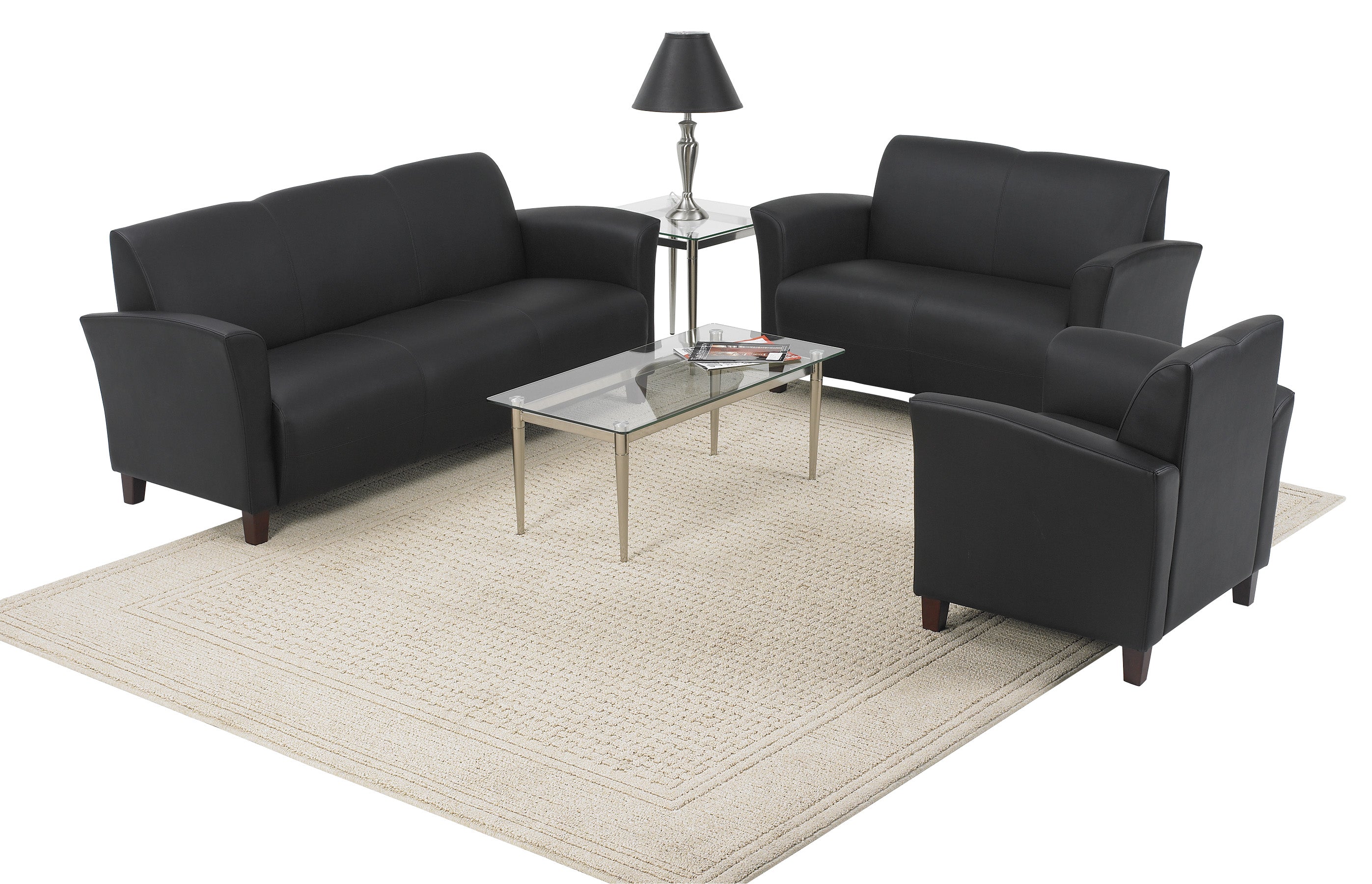 Black Bonded Leather Sofa - Cherry