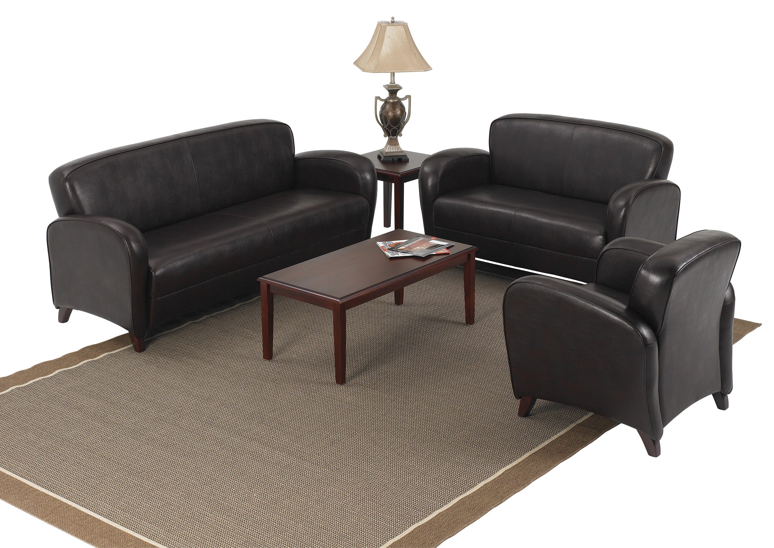Mocha Bonded Leather Sofa - Cherry