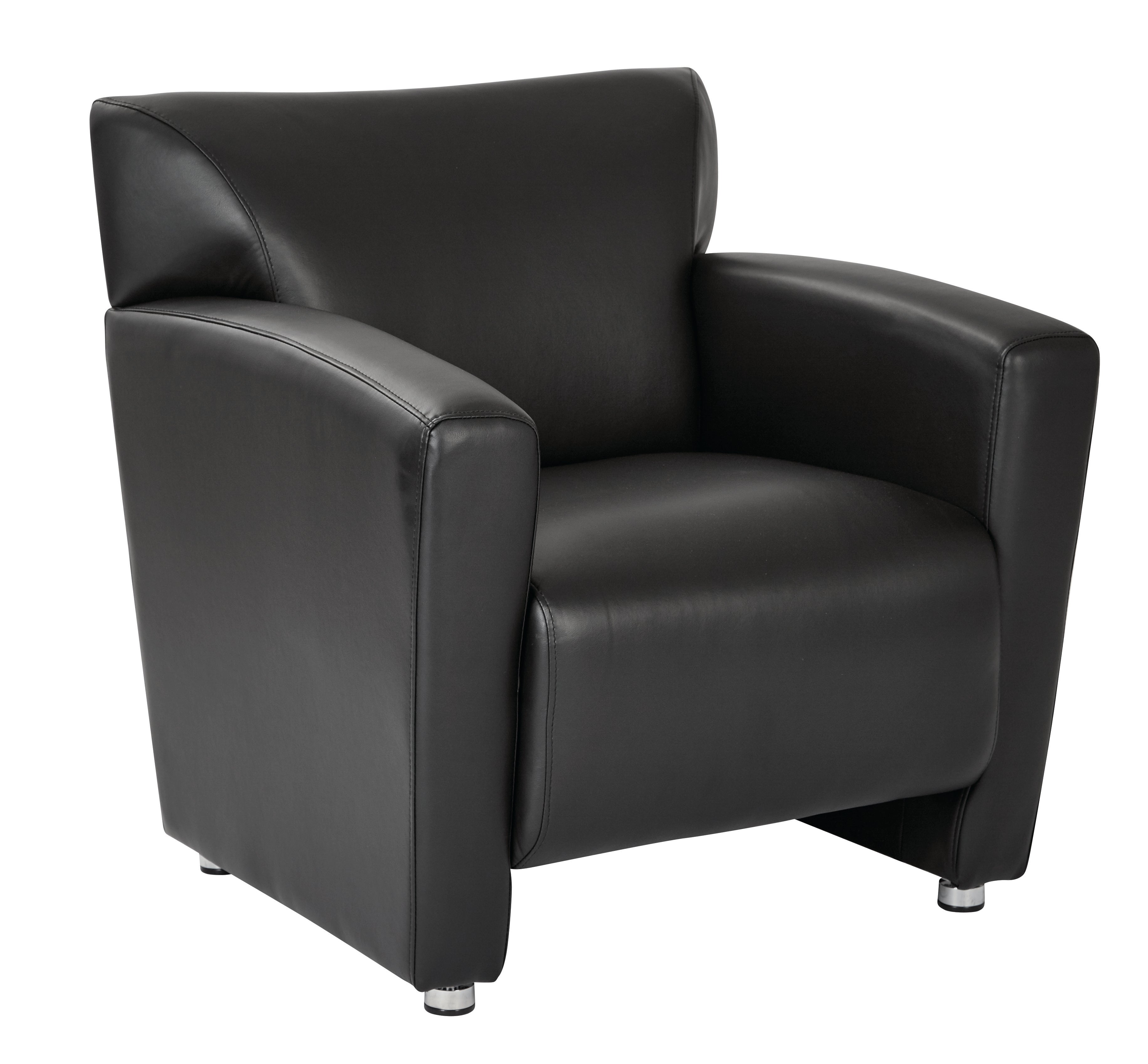 Club Chair with Silver finish Legs - Black