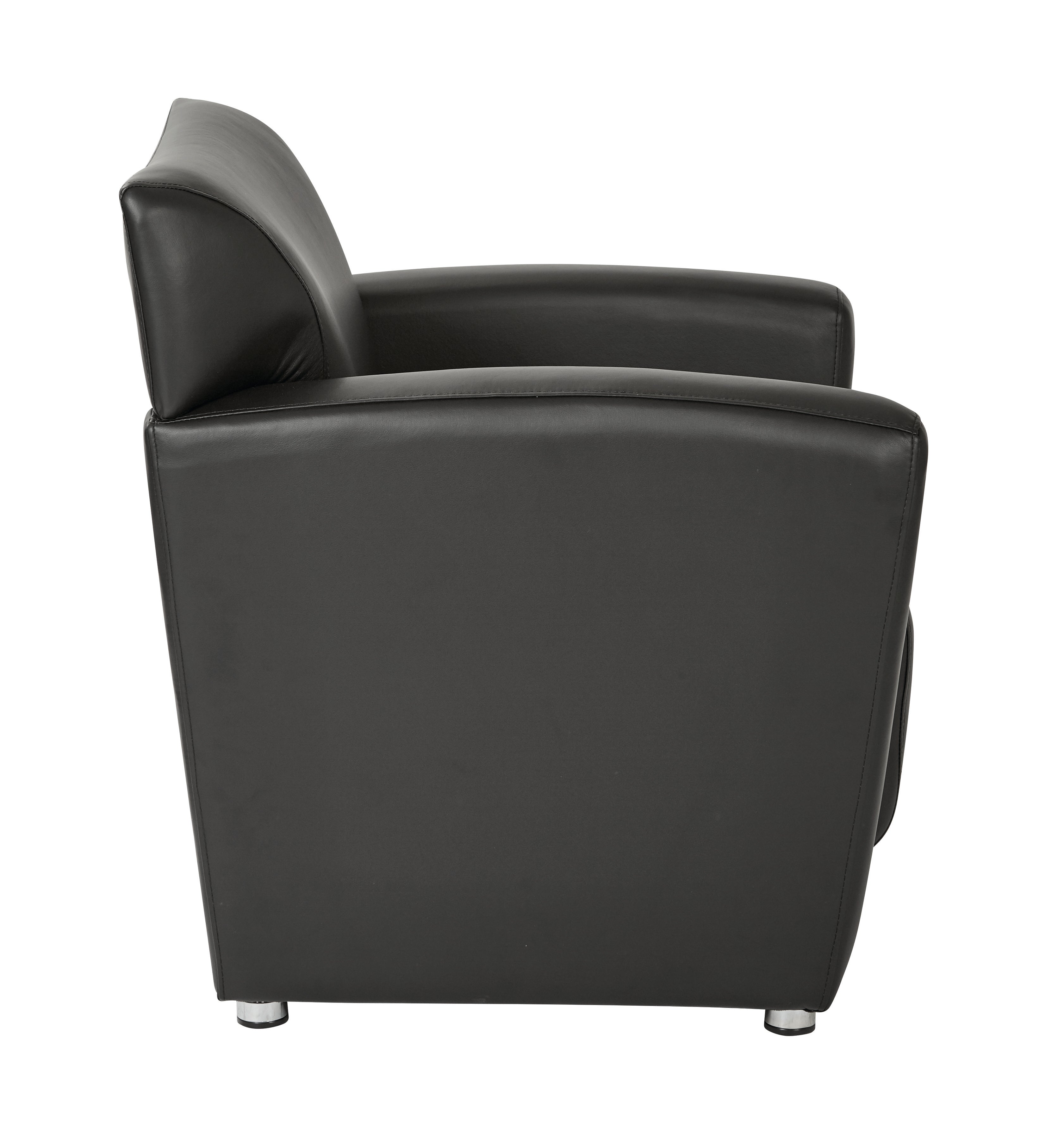 Club Chair with Silver finish Legs - Black