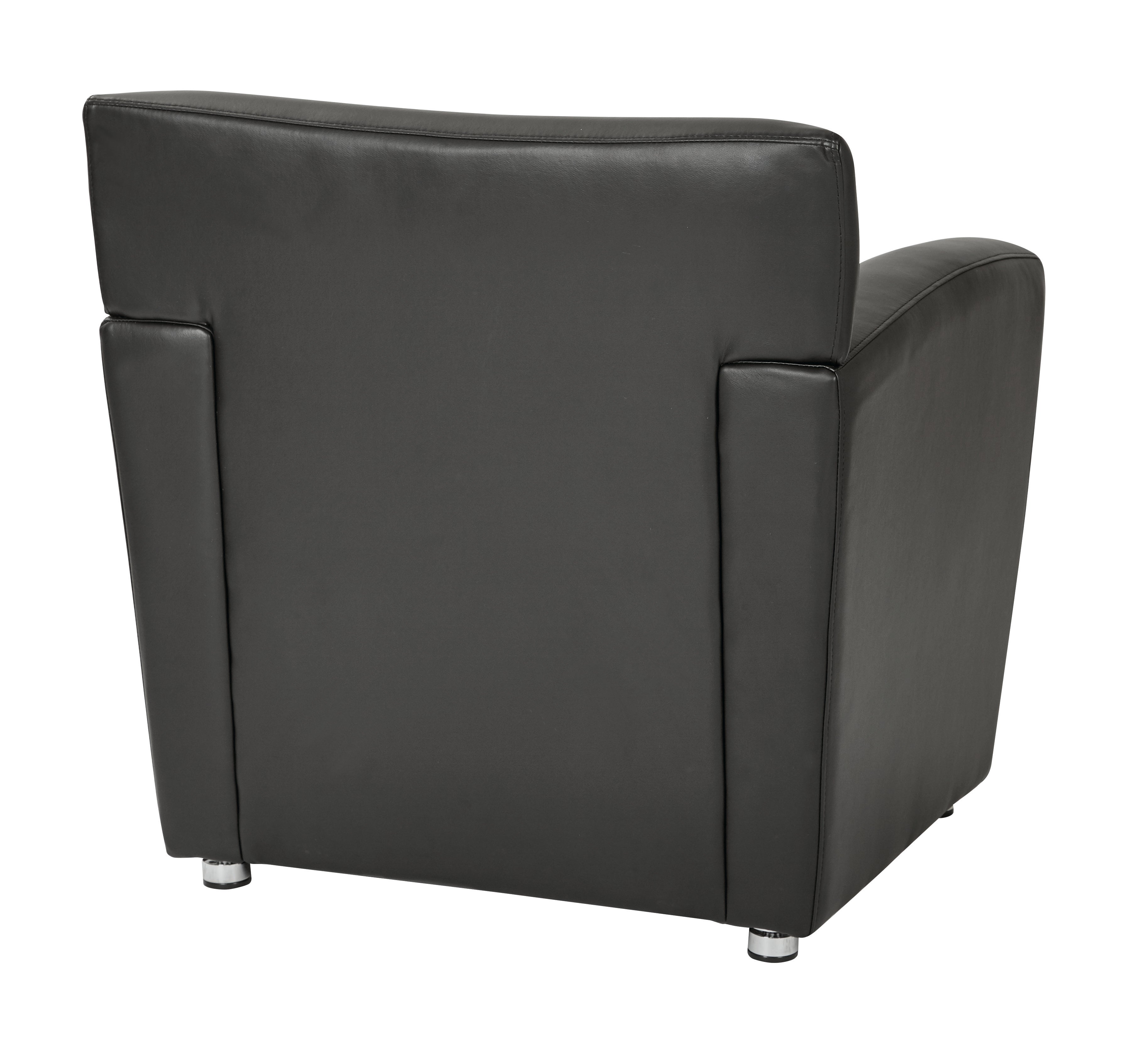 Club Chair with Silver finish Legs - Black