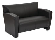 Loveseat with Silver finish Legs - Black