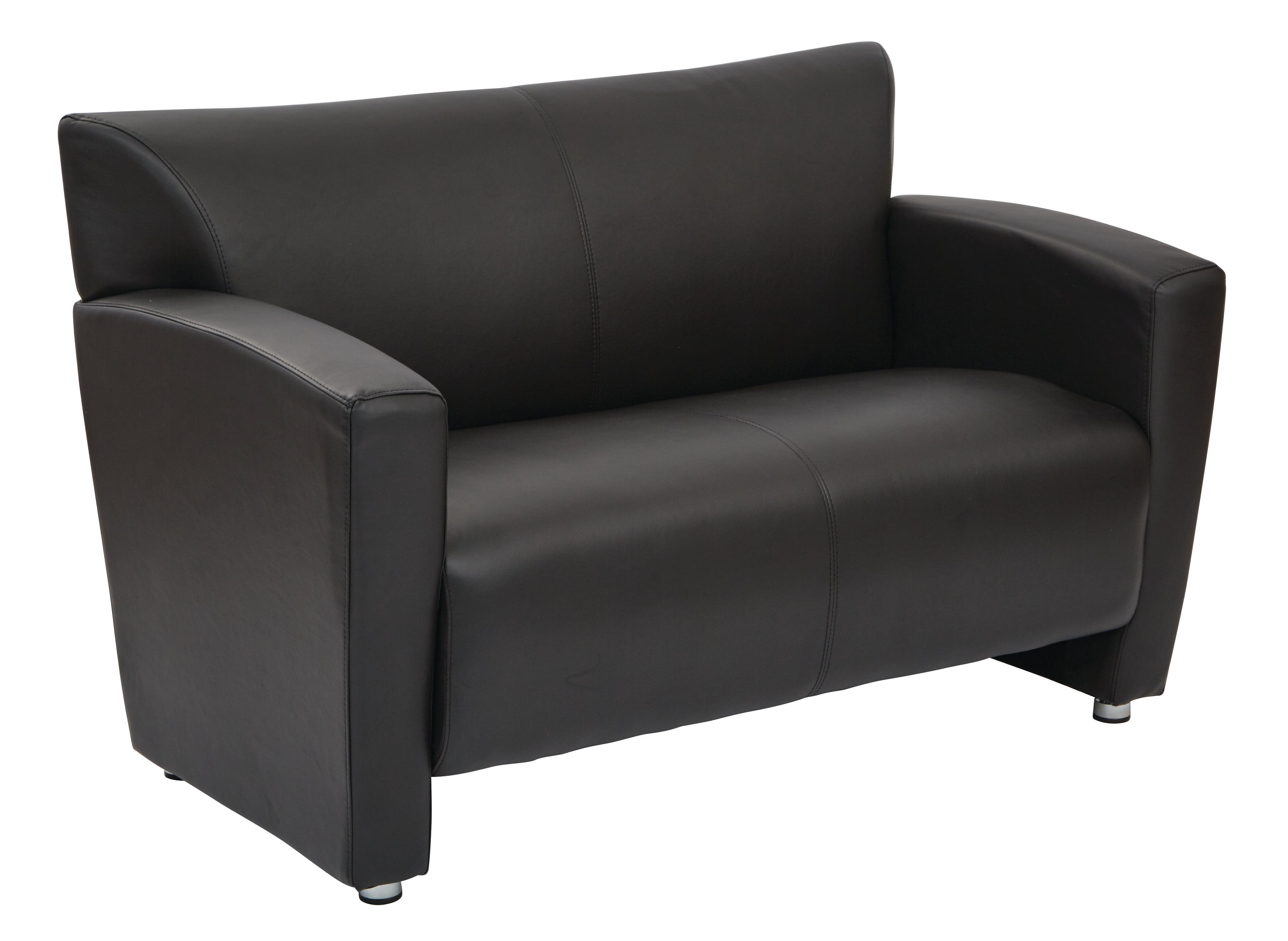 Loveseat with Silver finish Legs - Black
