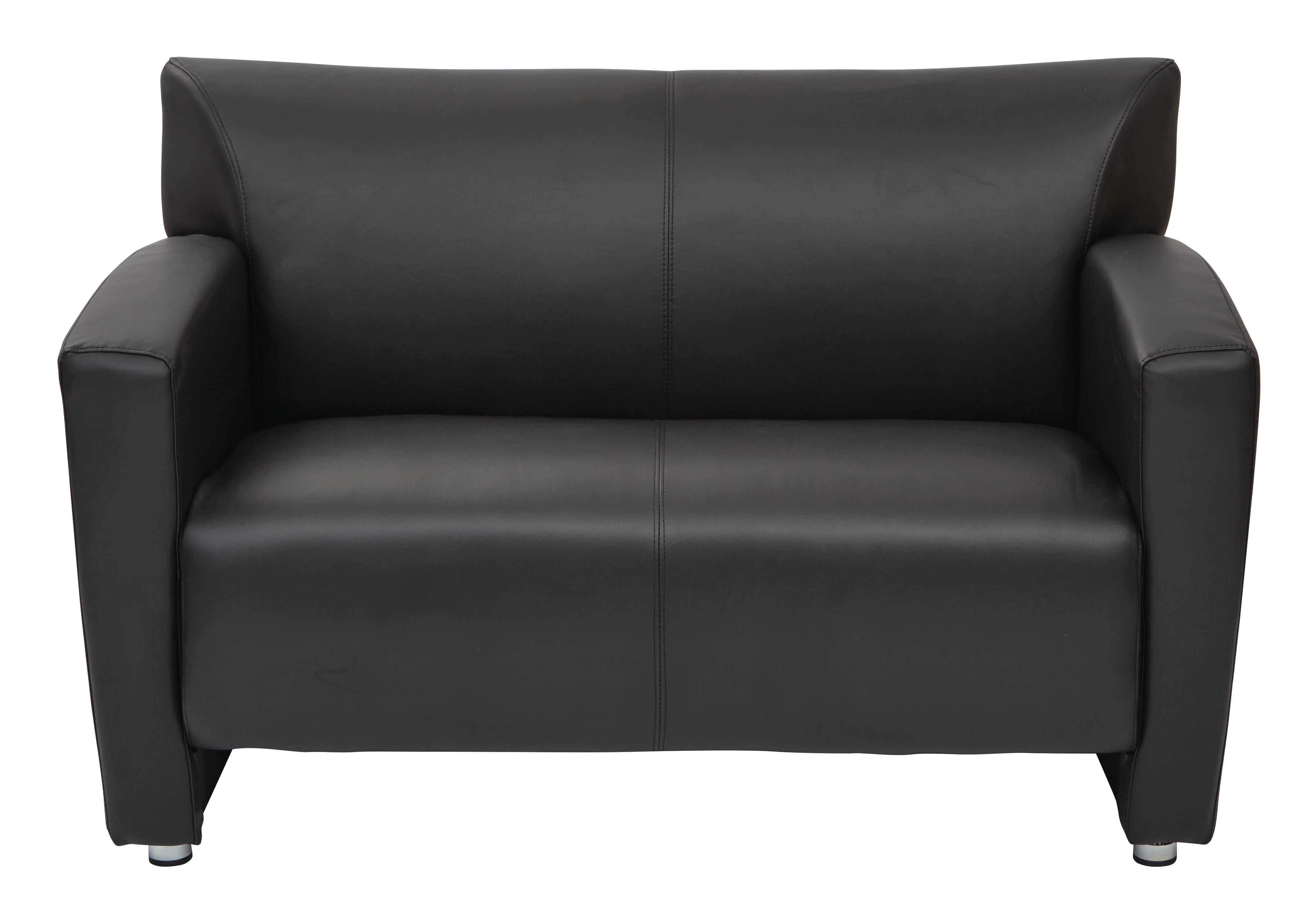 Loveseat with Silver finish Legs - Black