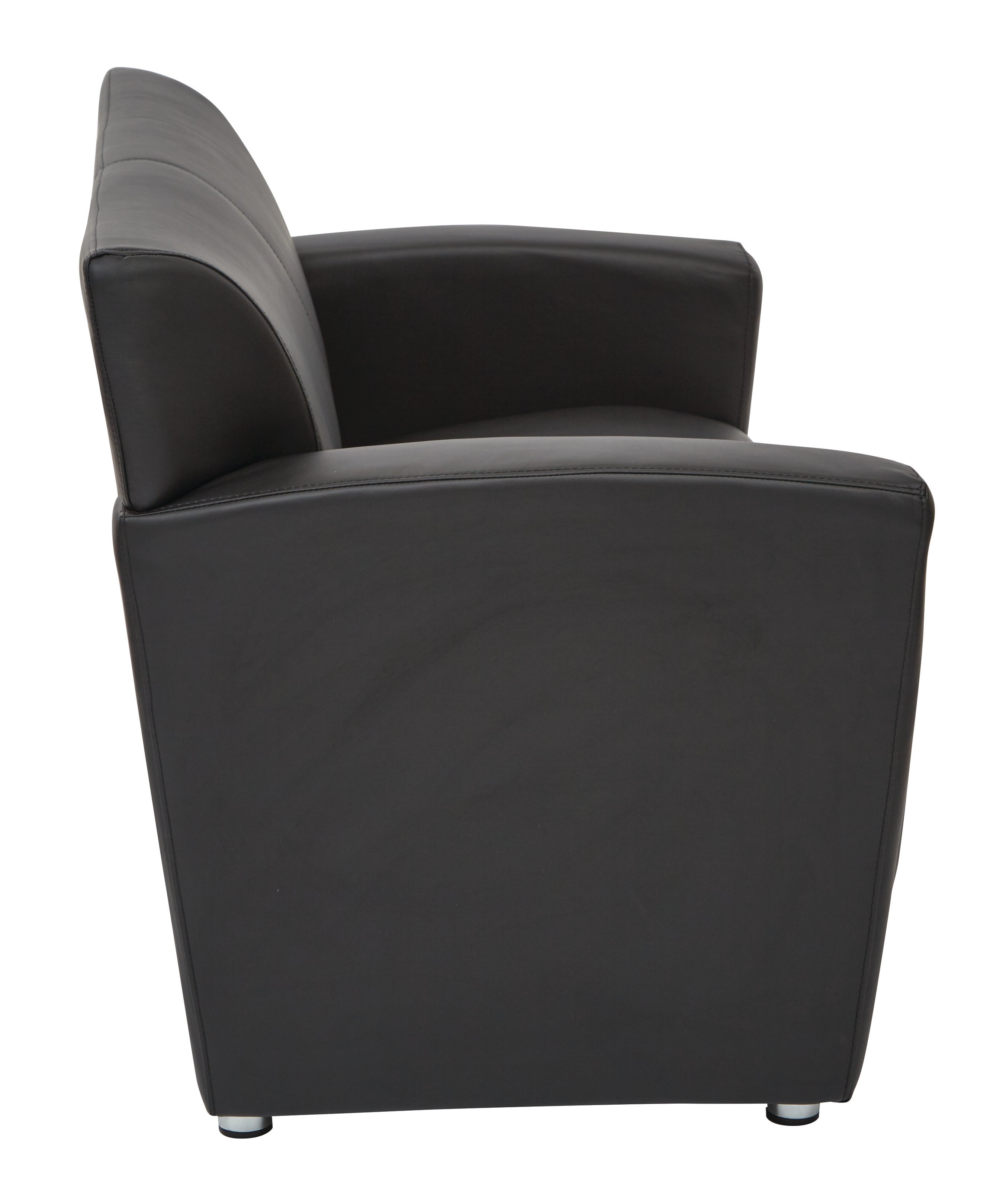 Loveseat with Silver finish Legs - Black