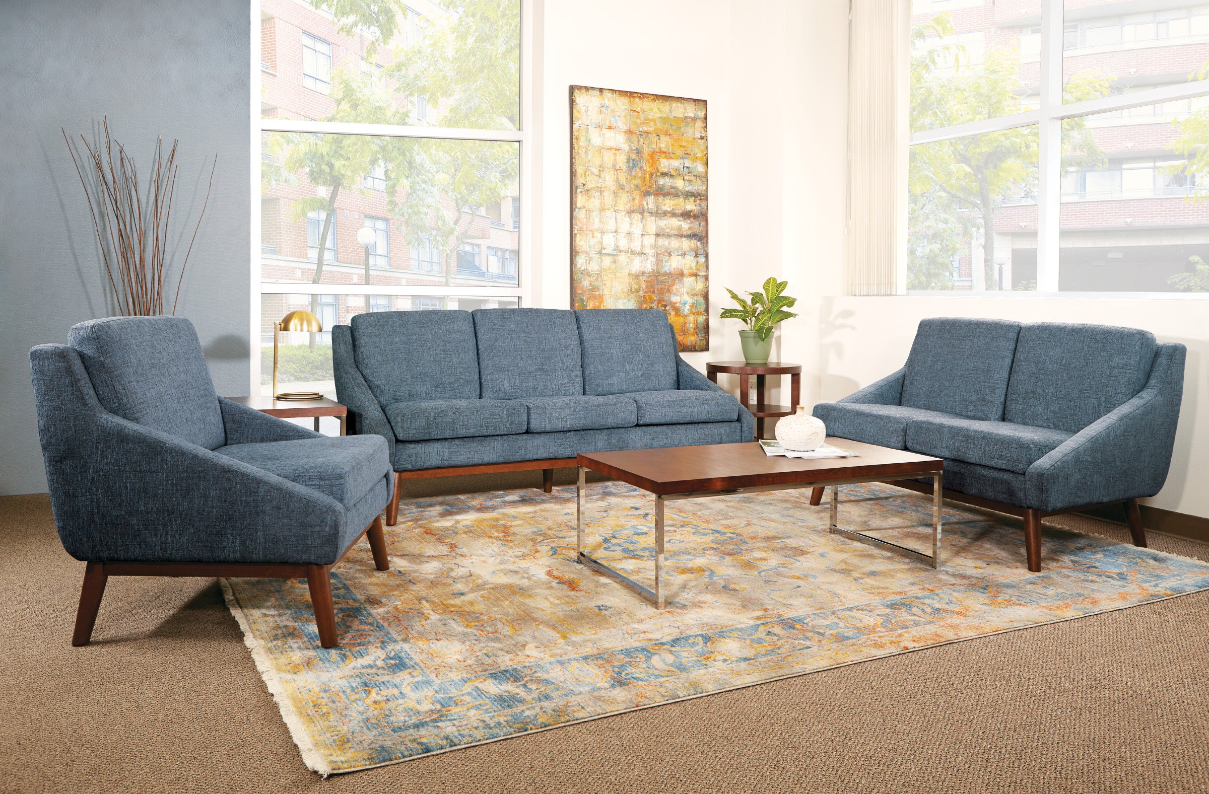 Mid-Century Club Chair - Navy