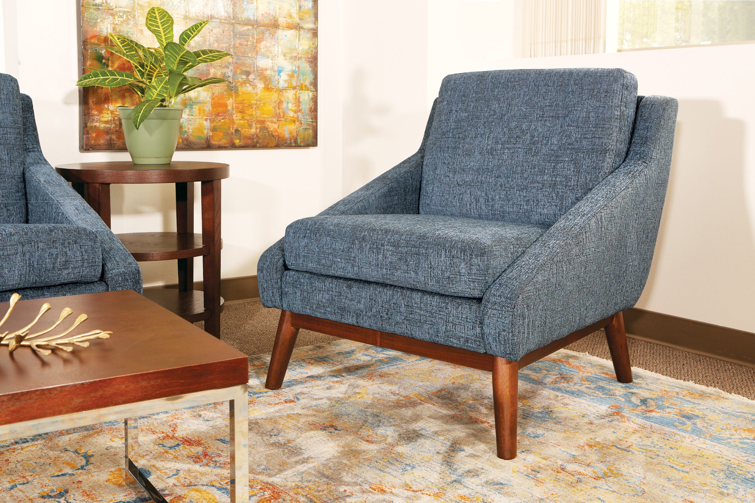 Mid-Century Club Chair - Navy