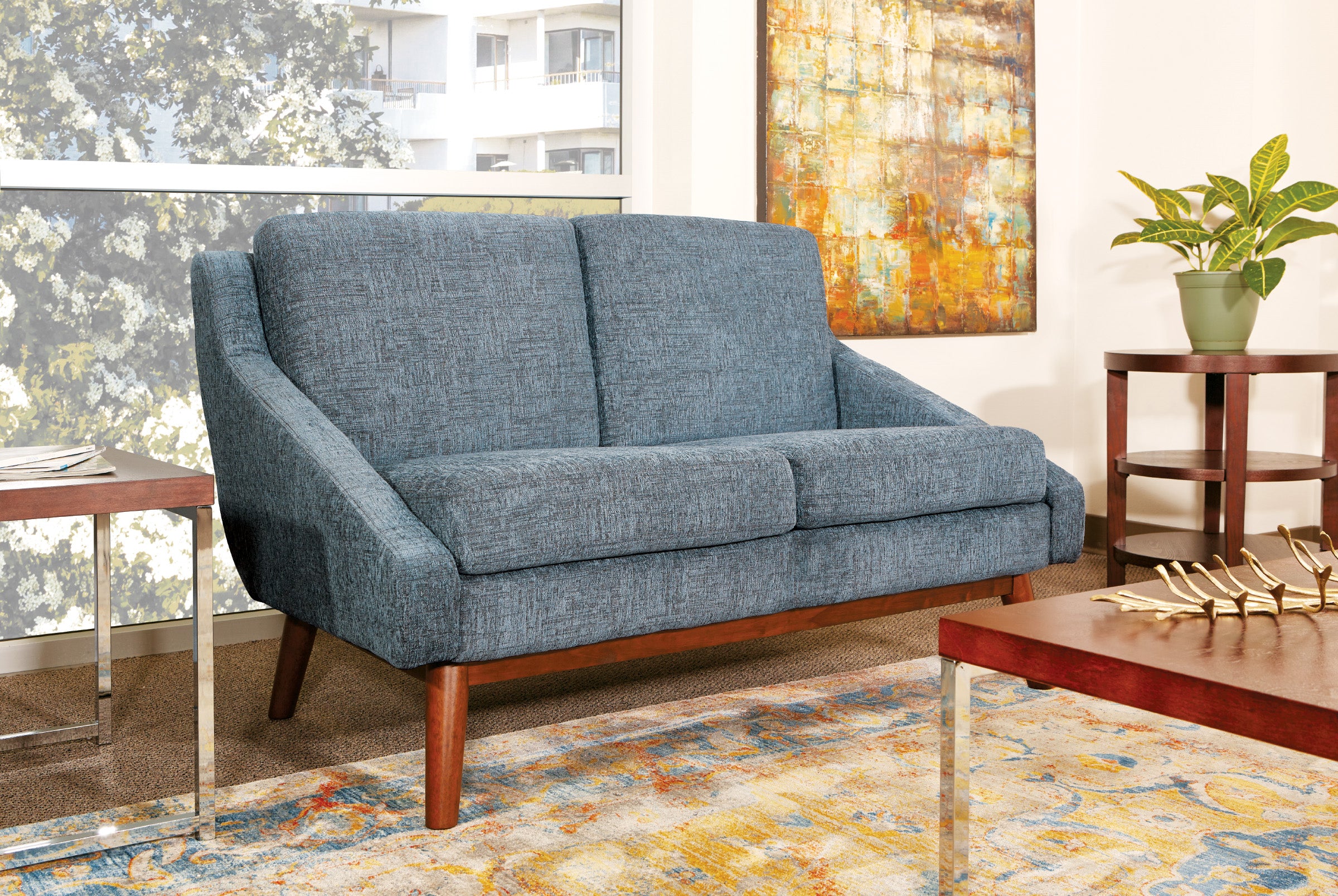 Mid-Century Loveseat - Navy