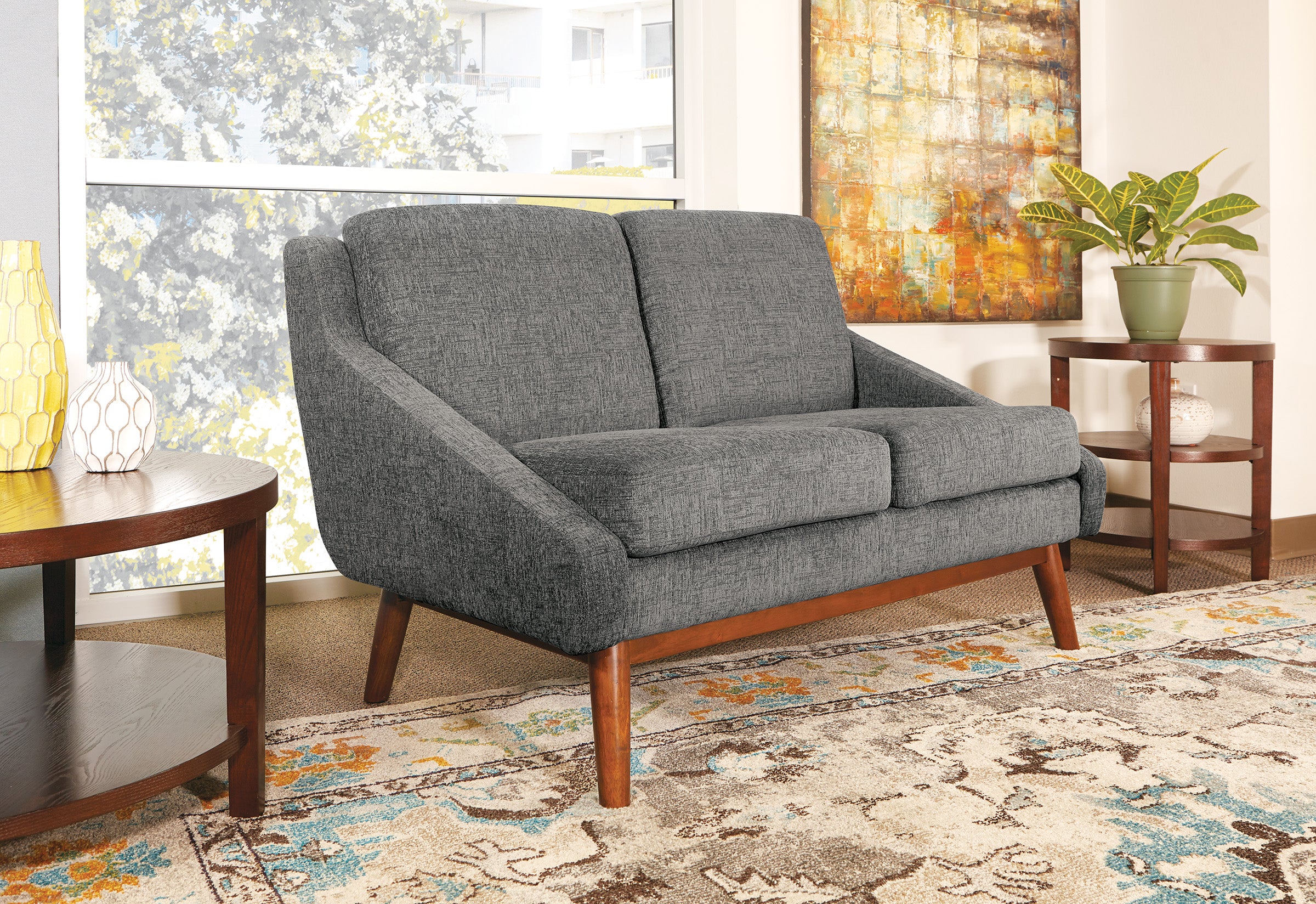 Mid-Century Loveseat - Charcoal