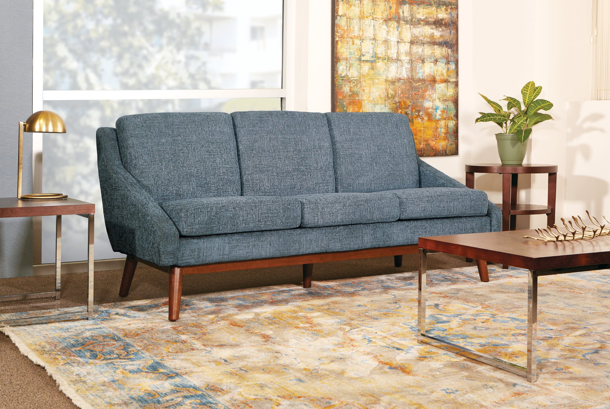 Mid-Century Sofa - Navy