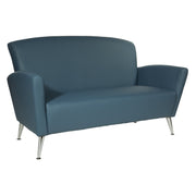 Loveseat in Dillon Blue Faux Leather with Chrome Legs
