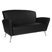 Loveseat in Dillon Black Faux Leather with Chrome Legs