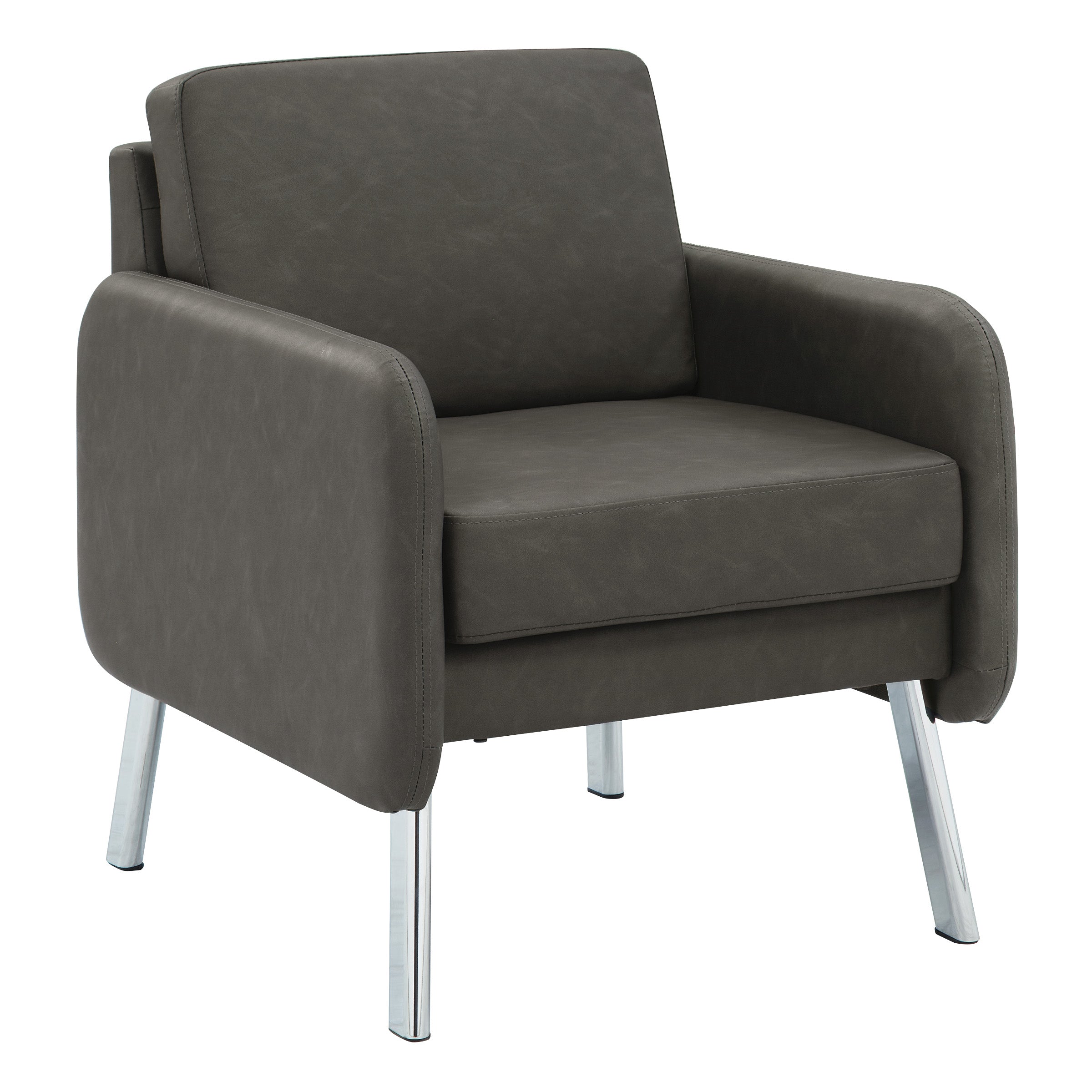 Lounge Chair in Faux Leather - Smoke Faux Leather