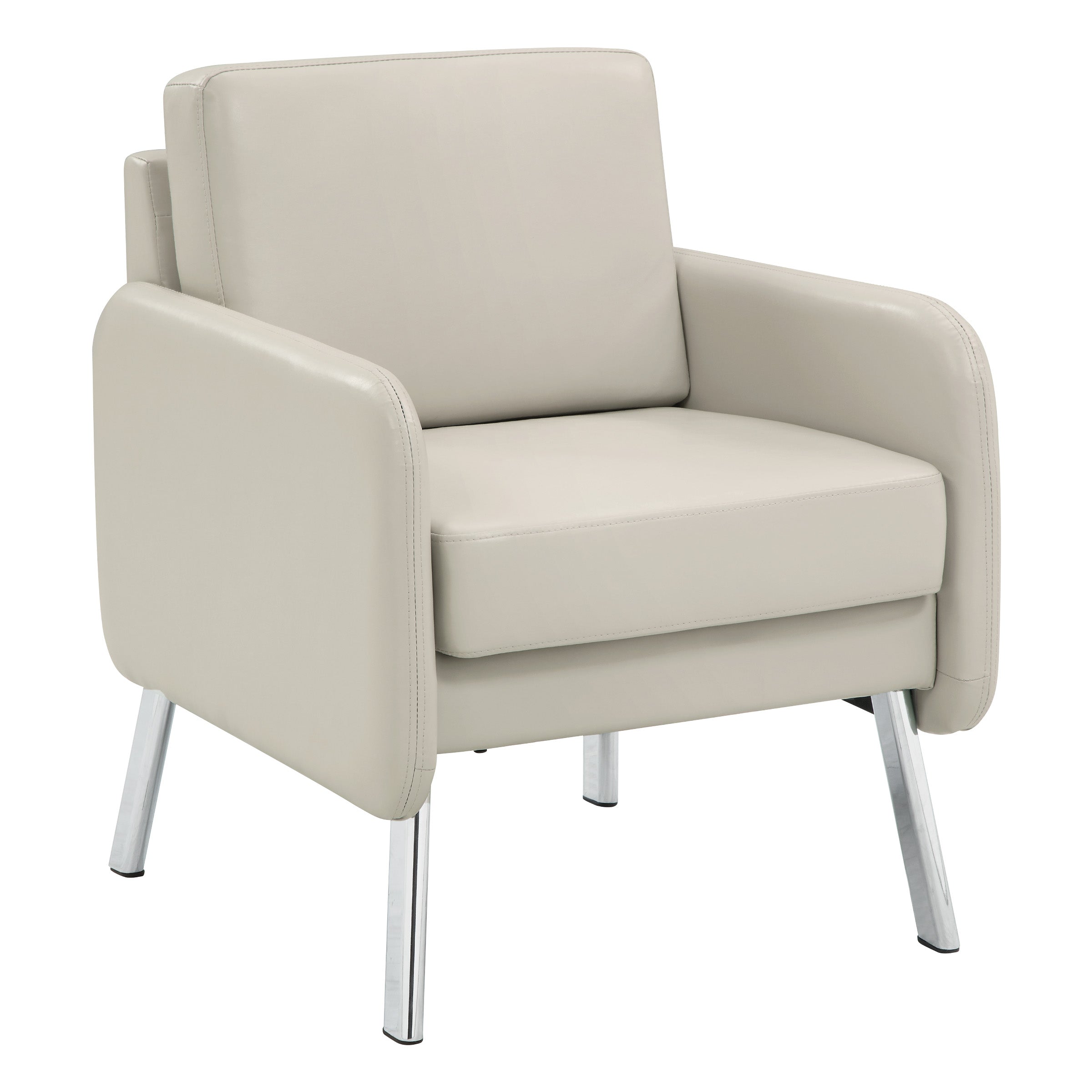 Lounge Chair in Faux Leather - Cream Faux Leather