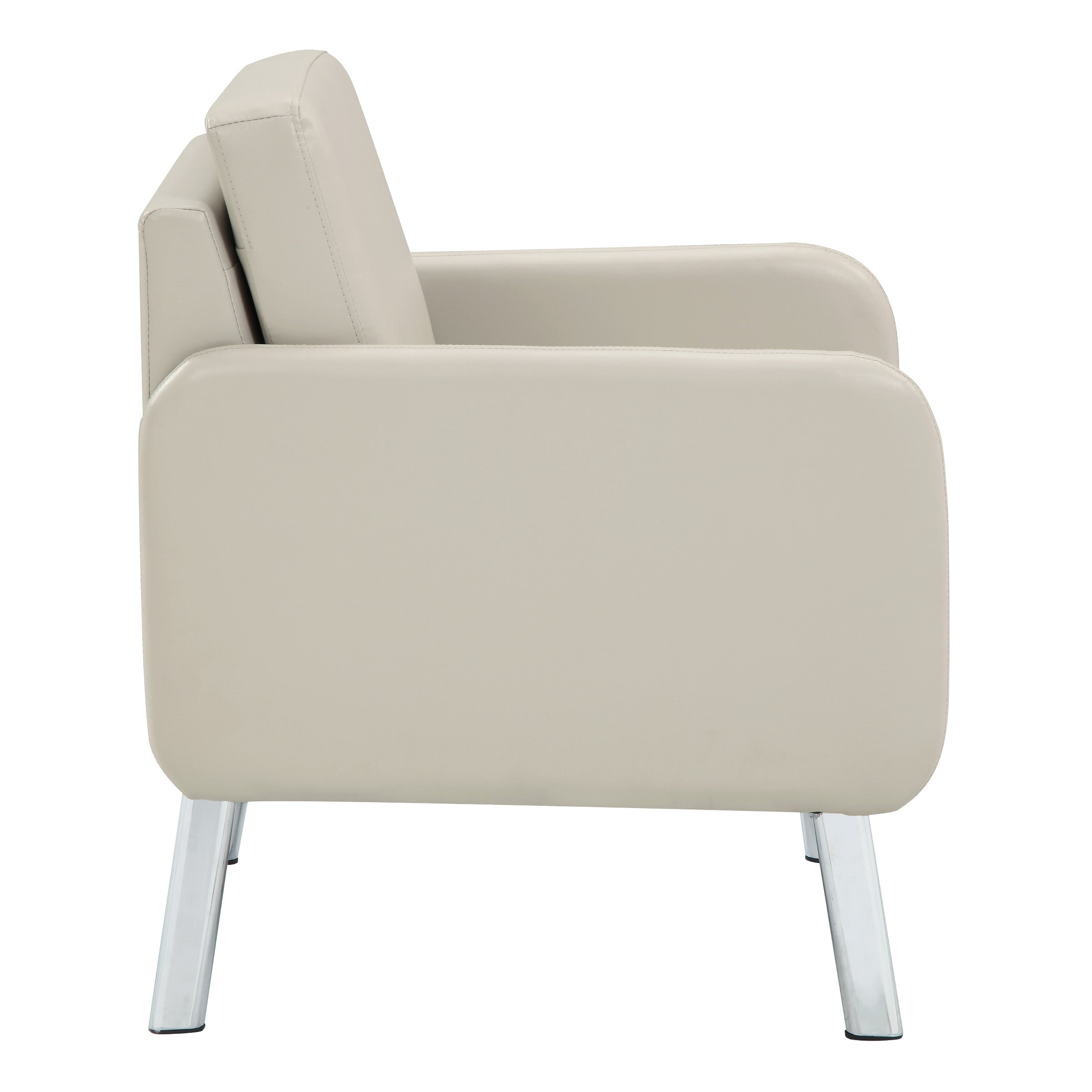 Lounge Chair in Faux Leather - Cream Faux Leather
