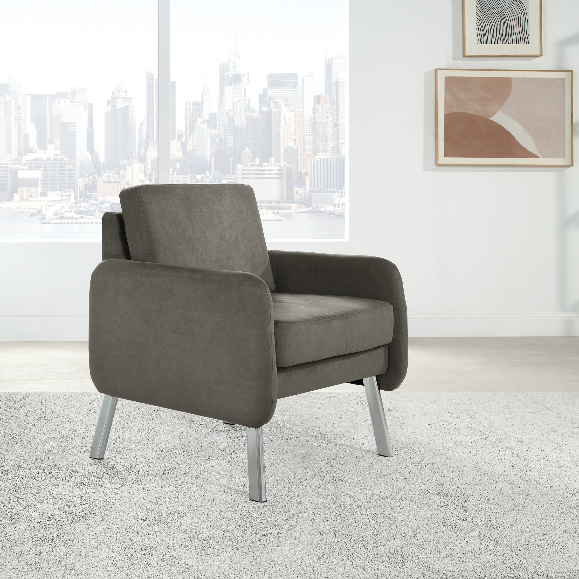 Lounge Chair in Fabric - Charcoal Fabric